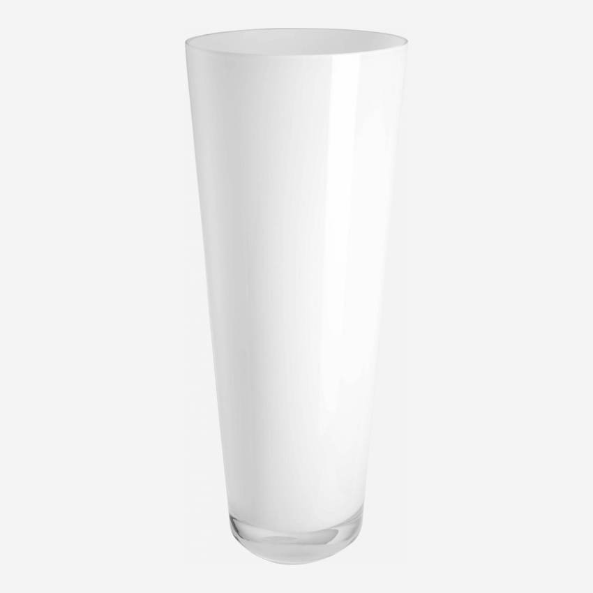 Handmade white glass vase 43cm