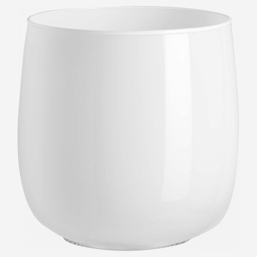 Handmade white glass vase 15cm