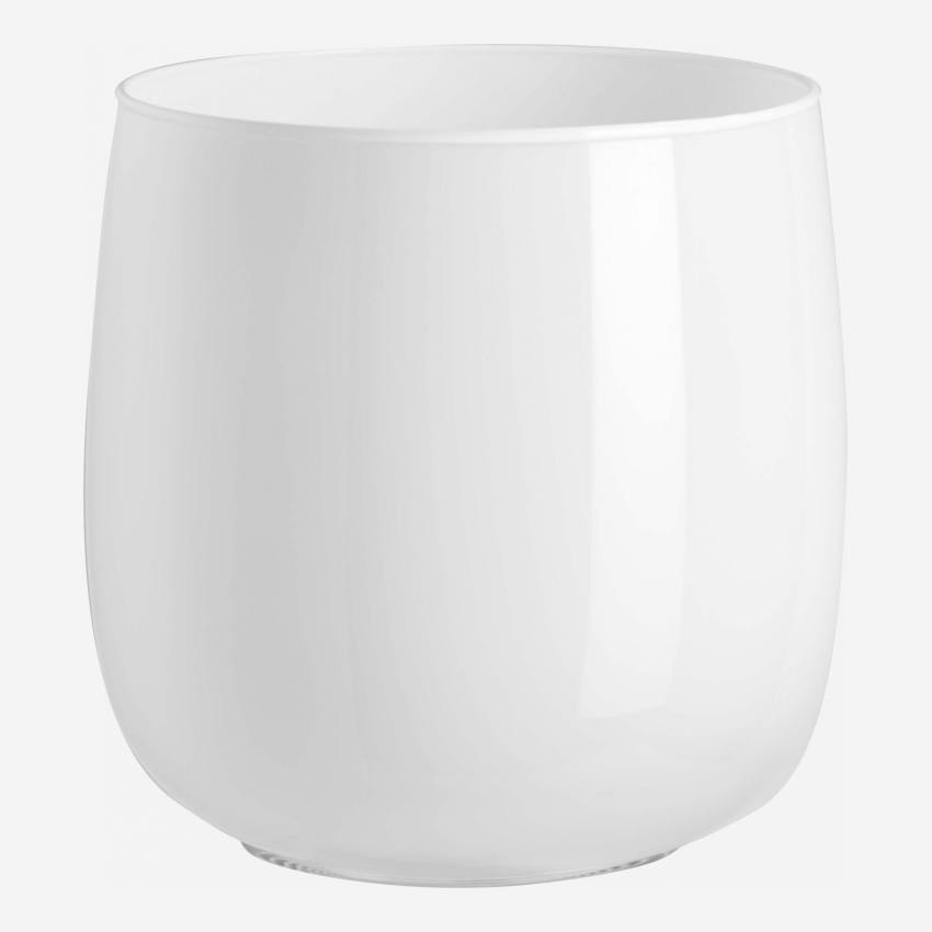 Handmade white glass vase 15cm