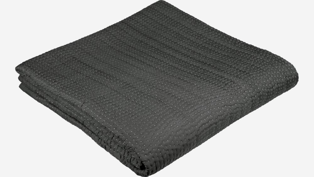 Dessus de lit matelassé en soie - 230 x 260 cm - Noir