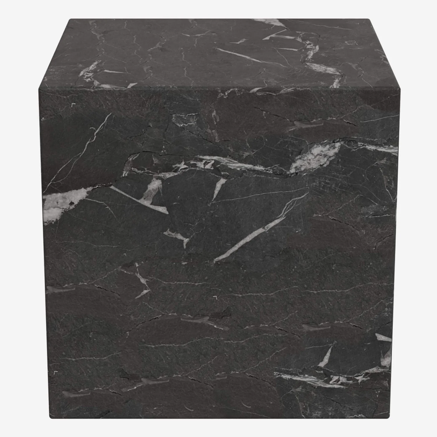 Table d'appoint cube en marbre - Noir - 1