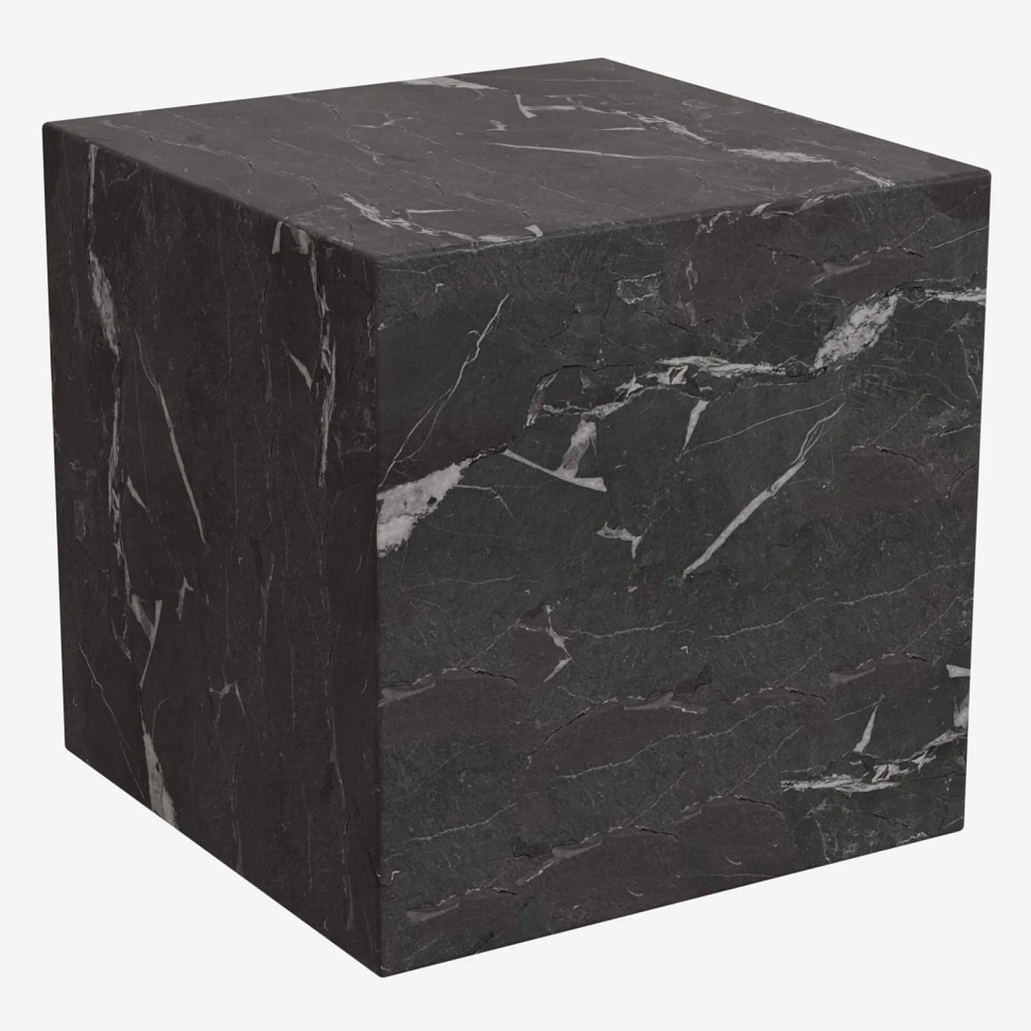Table d'appoint cube en marbre - Noir - 2