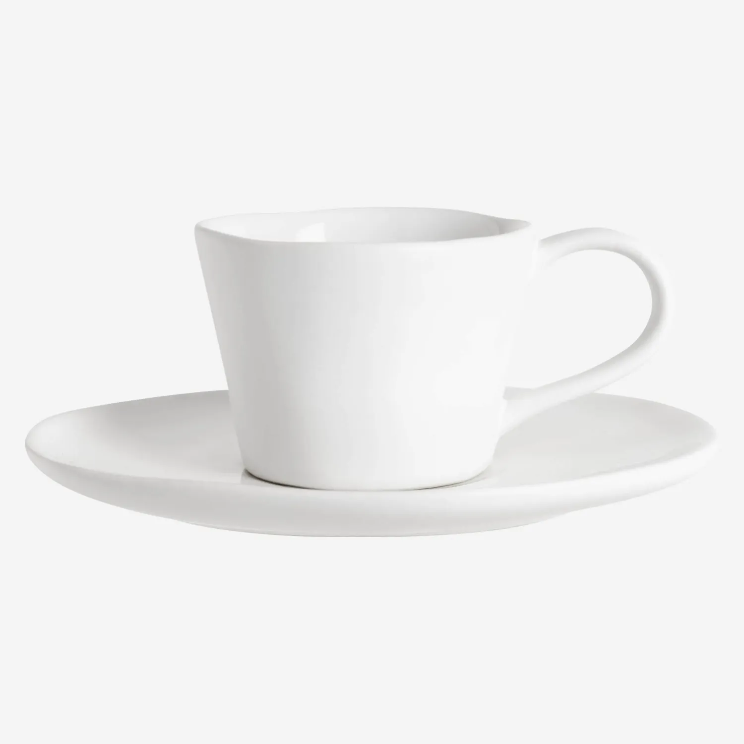 Tasse avec soucoupe en grès - Blanc - 1