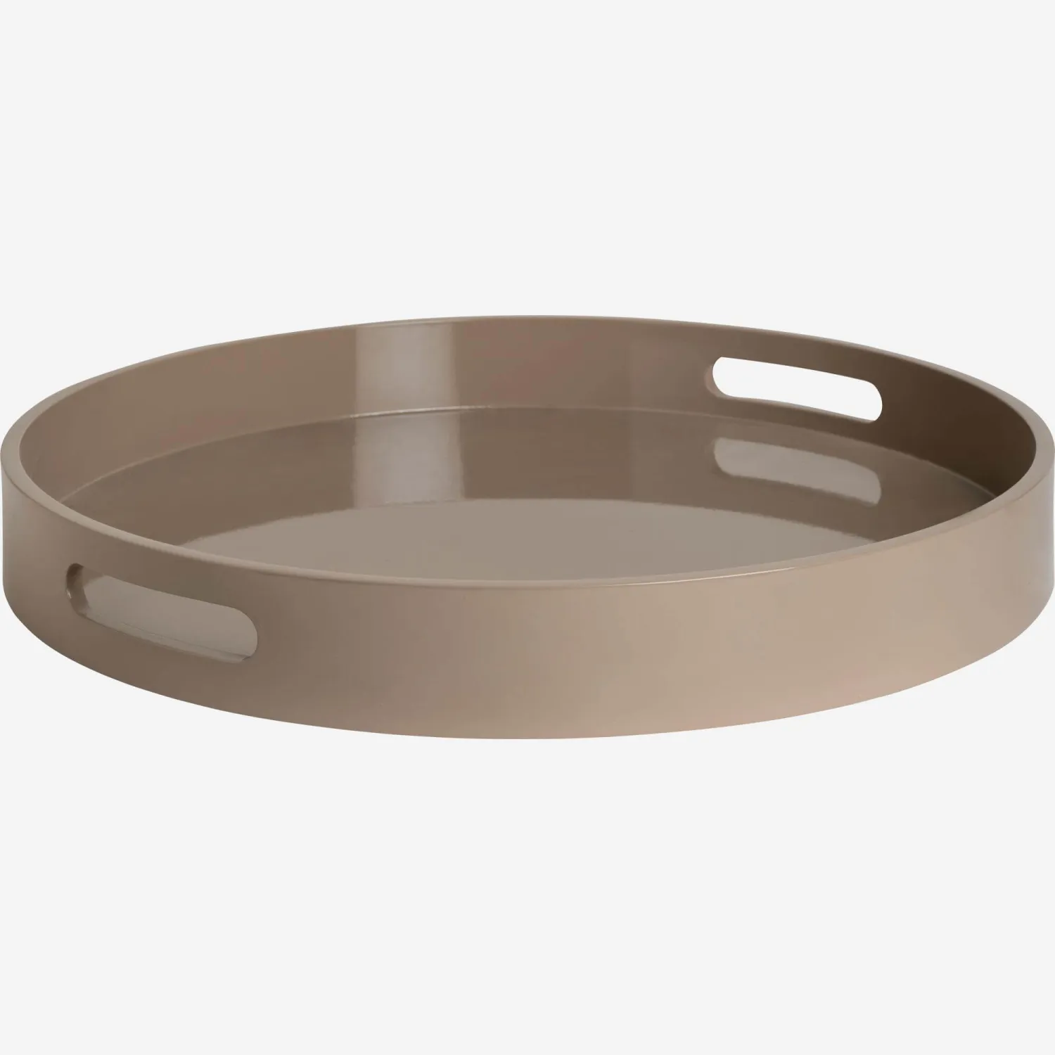 Plateau de service rond en bois laqué - 45 cm - Taupe