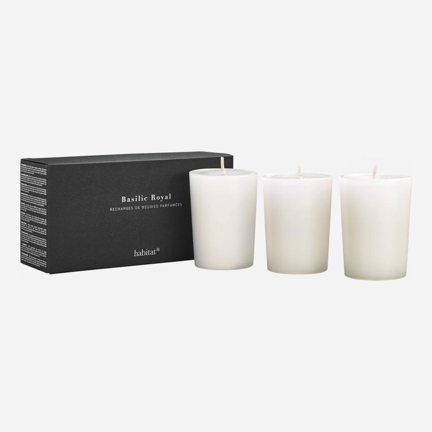 Refill for 3 small Basil scented candles, 3 x 150g