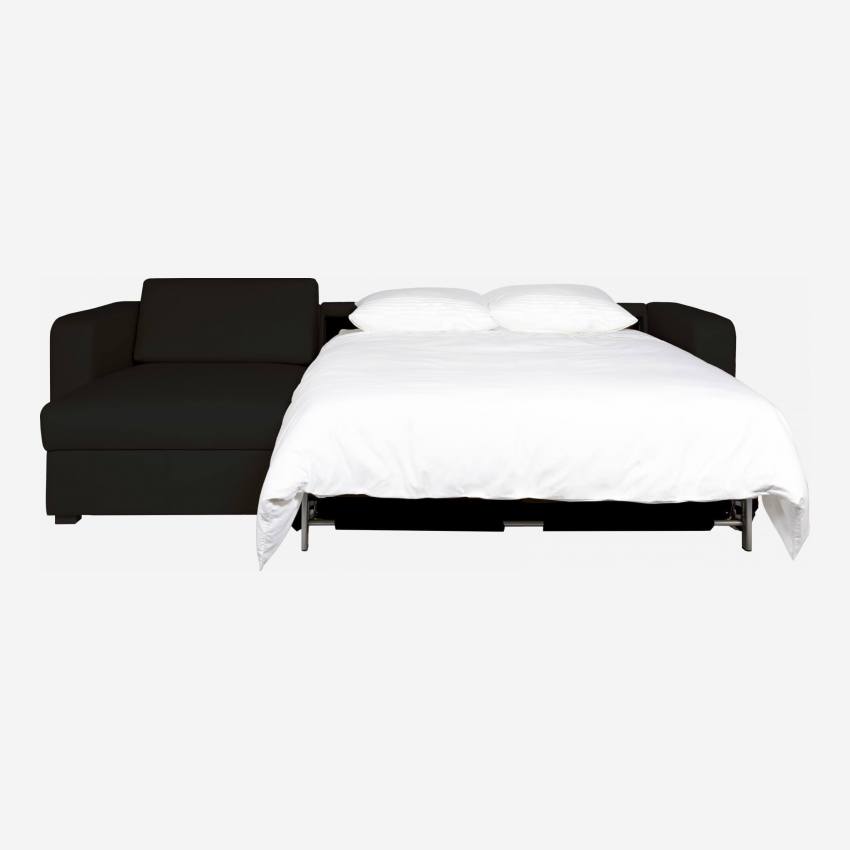 Sofá cama esquinero reversible 3 plazas de piel con almacenaje - Negro