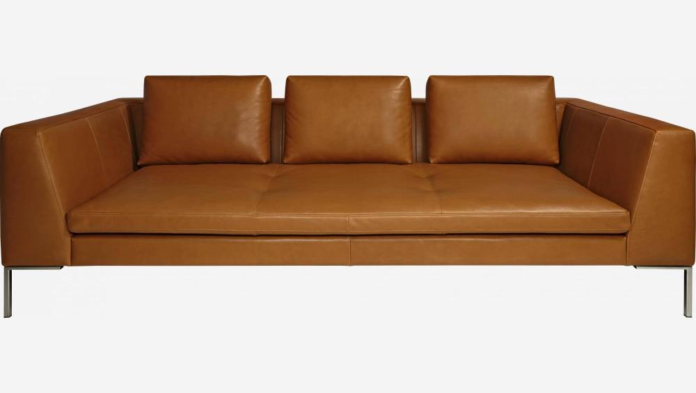 3 seater sofa in Vintage aniline leather, old chestnut