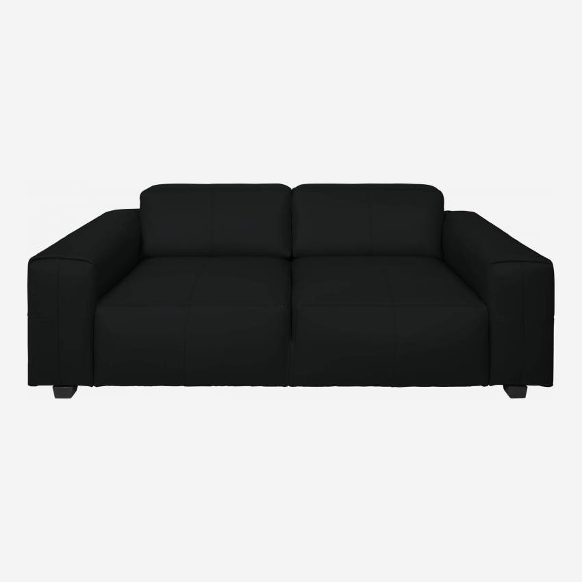 Savoy leather 4-seater sofa - Black