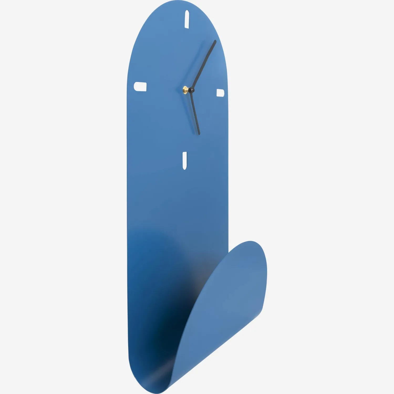 Horloge murale avec porte-revues en acier - Bleu