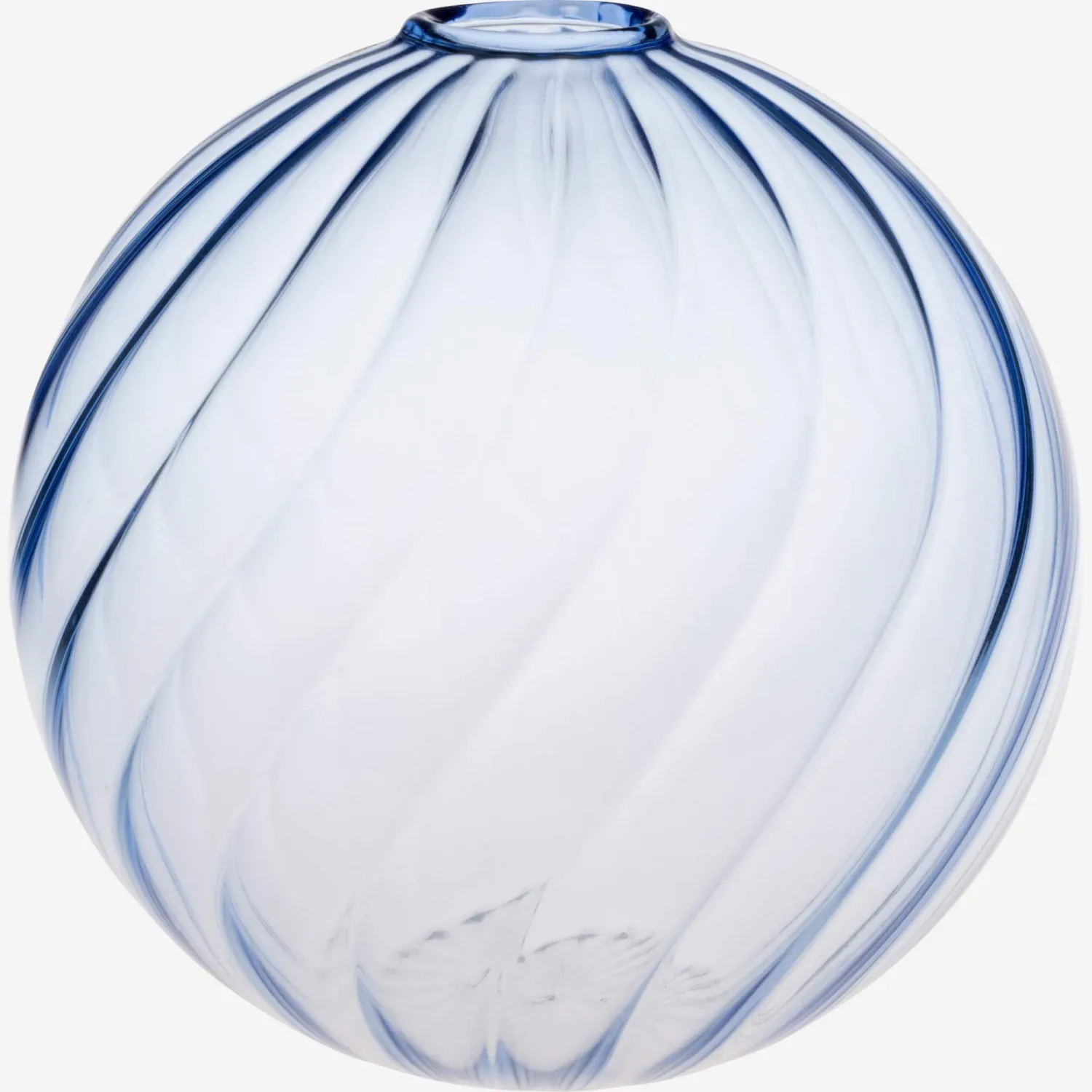Vase boule en verre soufflé - 16 x 15 cm - Bleu ciel