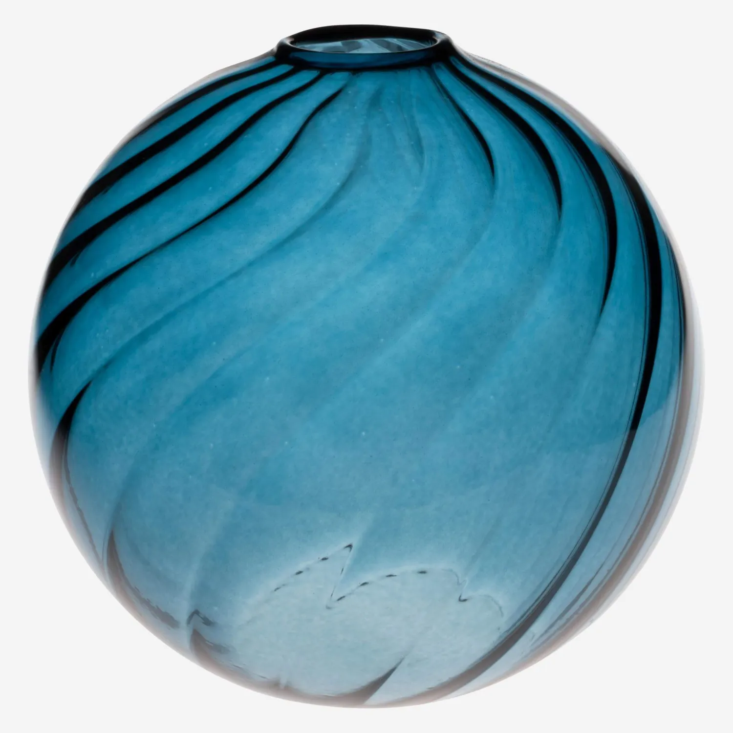 Vase boule en verre soufflé - 14 x 13 cm - Bleu marine - 1