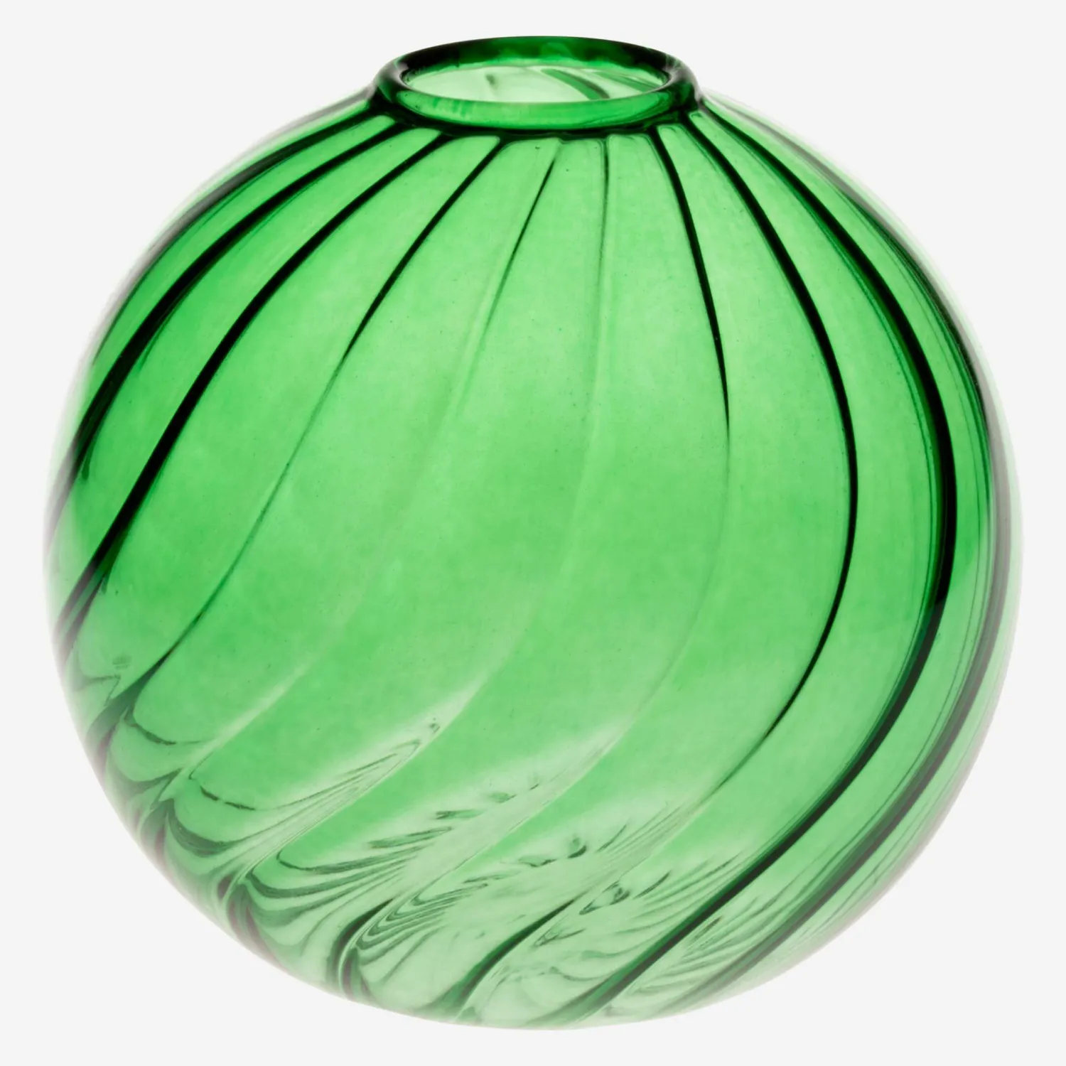 Vase boule en verre soufflé - 10 x 9 cm - Vert - 1
