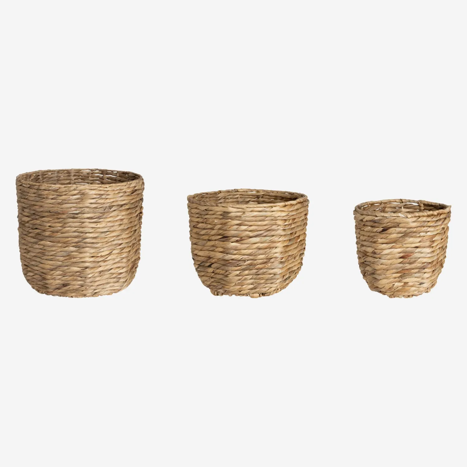 Lot de 3 paniers de rangement en jacinthe d'eau - Naturel - 1