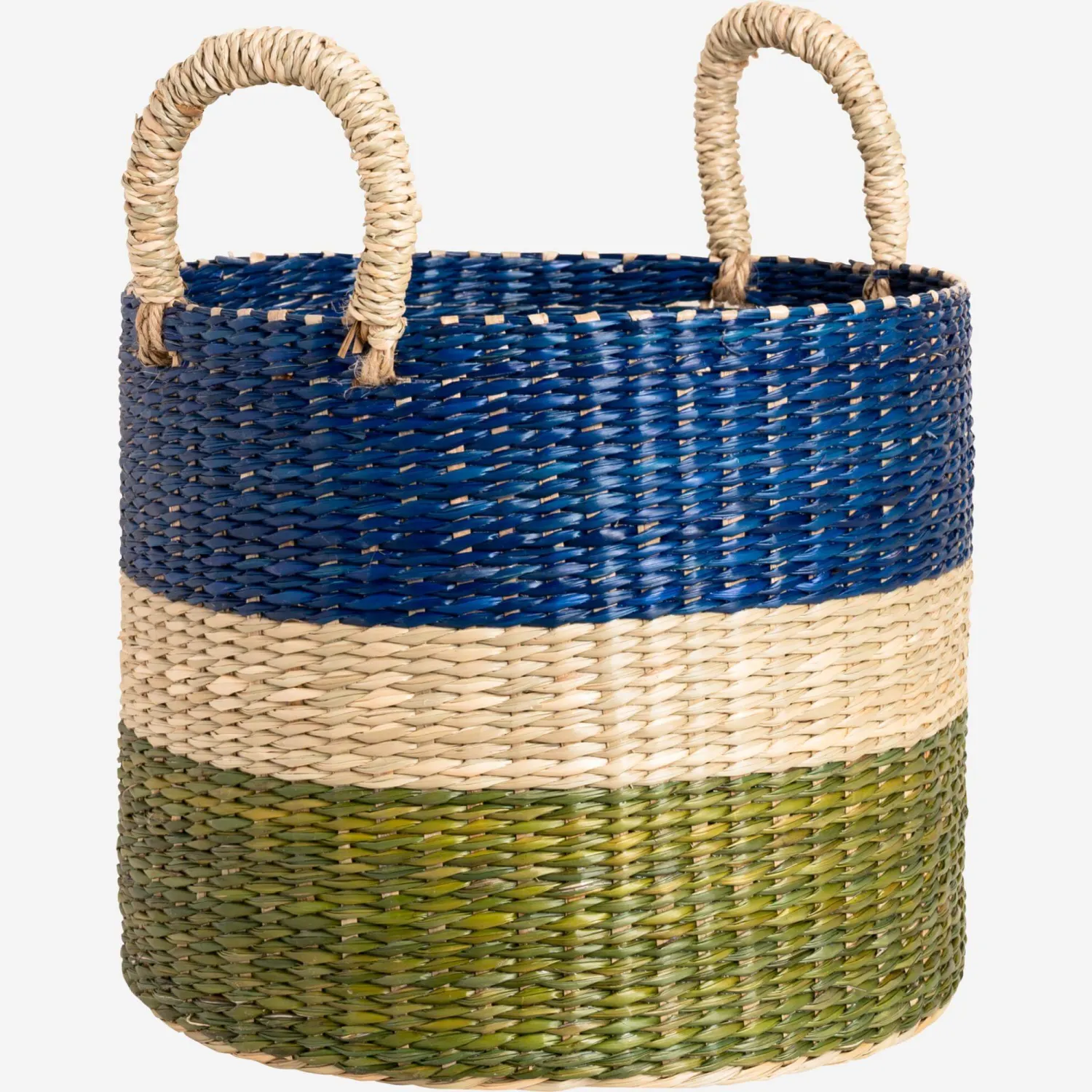 Panier de rangement en jonc de mer - 25 x 20 x 25 cm - Multicolore