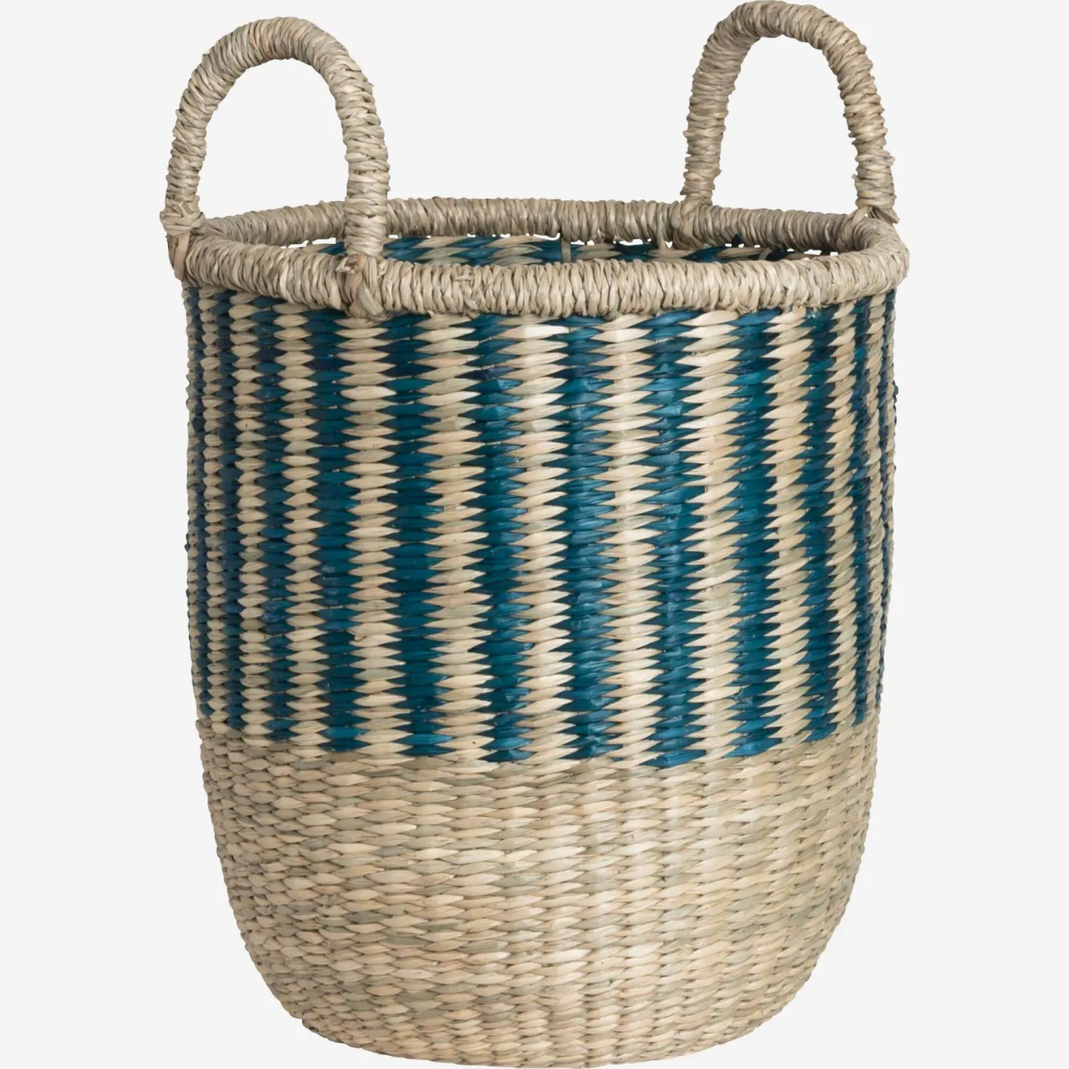 Panier de rangement en jonc de mer - 25 x 35 x 25 cm - Multicolore