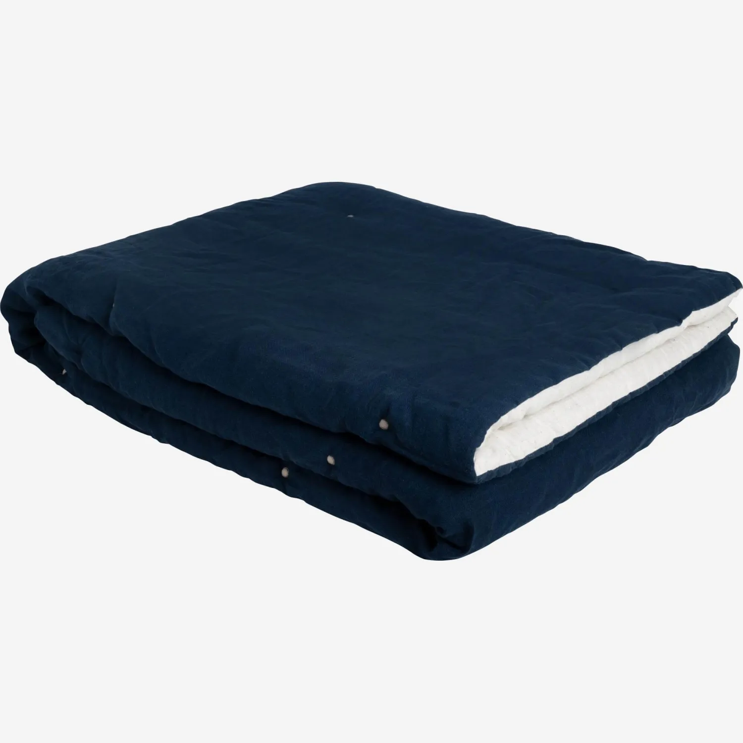 Boutis en lin - 200 x 90 cm - Bleu marine