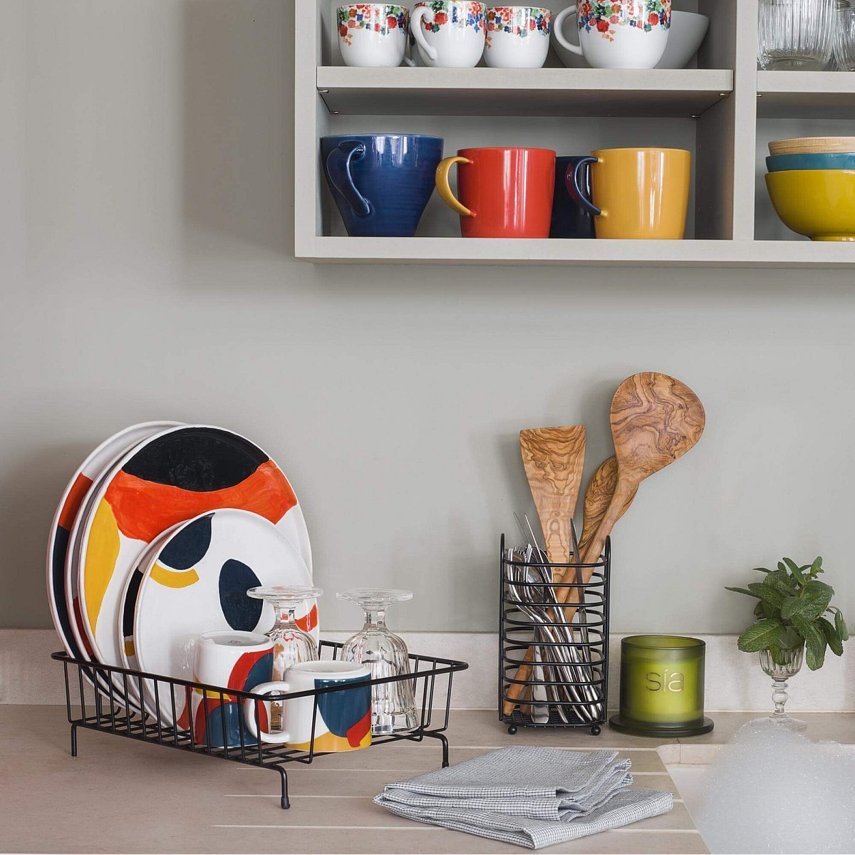 Mikado - Bote para utensilios de metal - Negro - Habitat