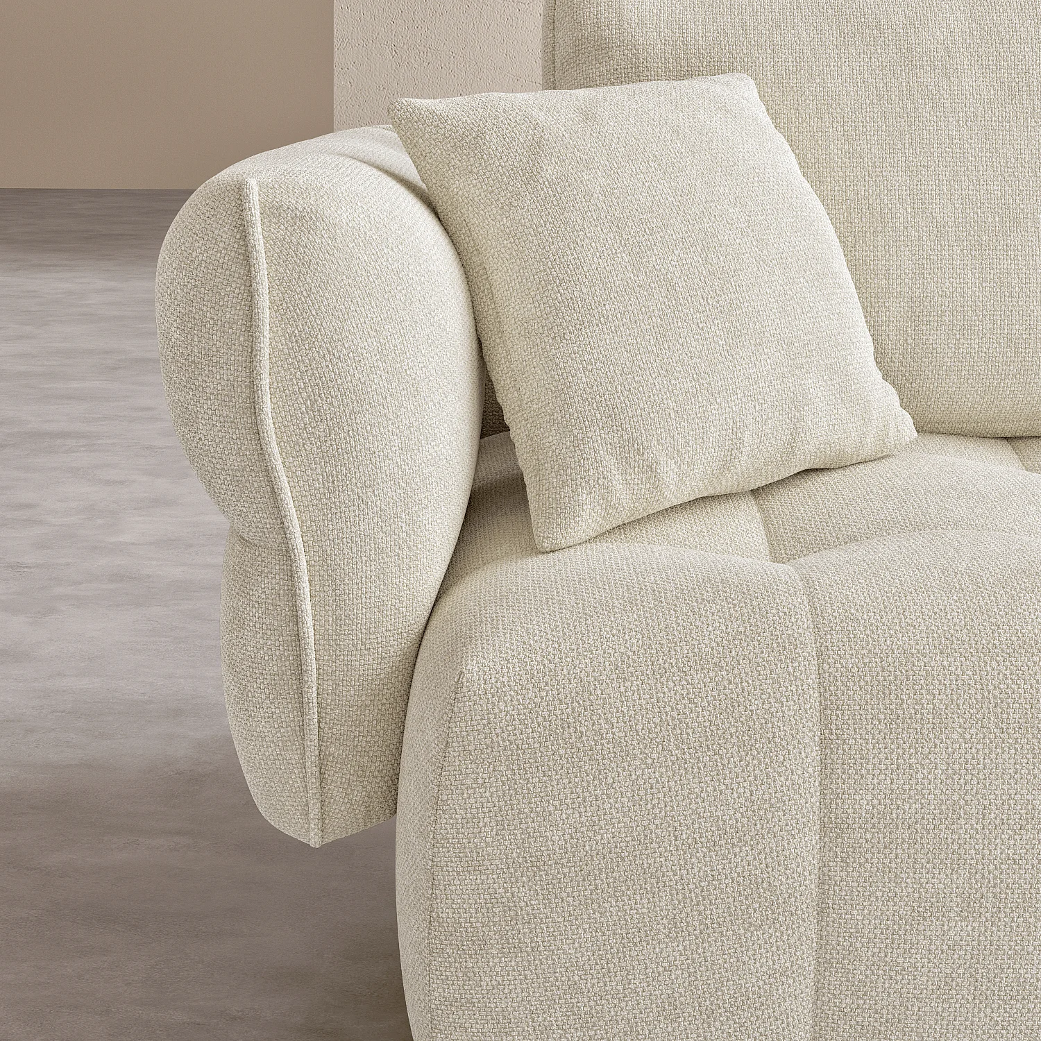 Canapé 5 places en tissu garni de plumes - Blanc irisé - 4