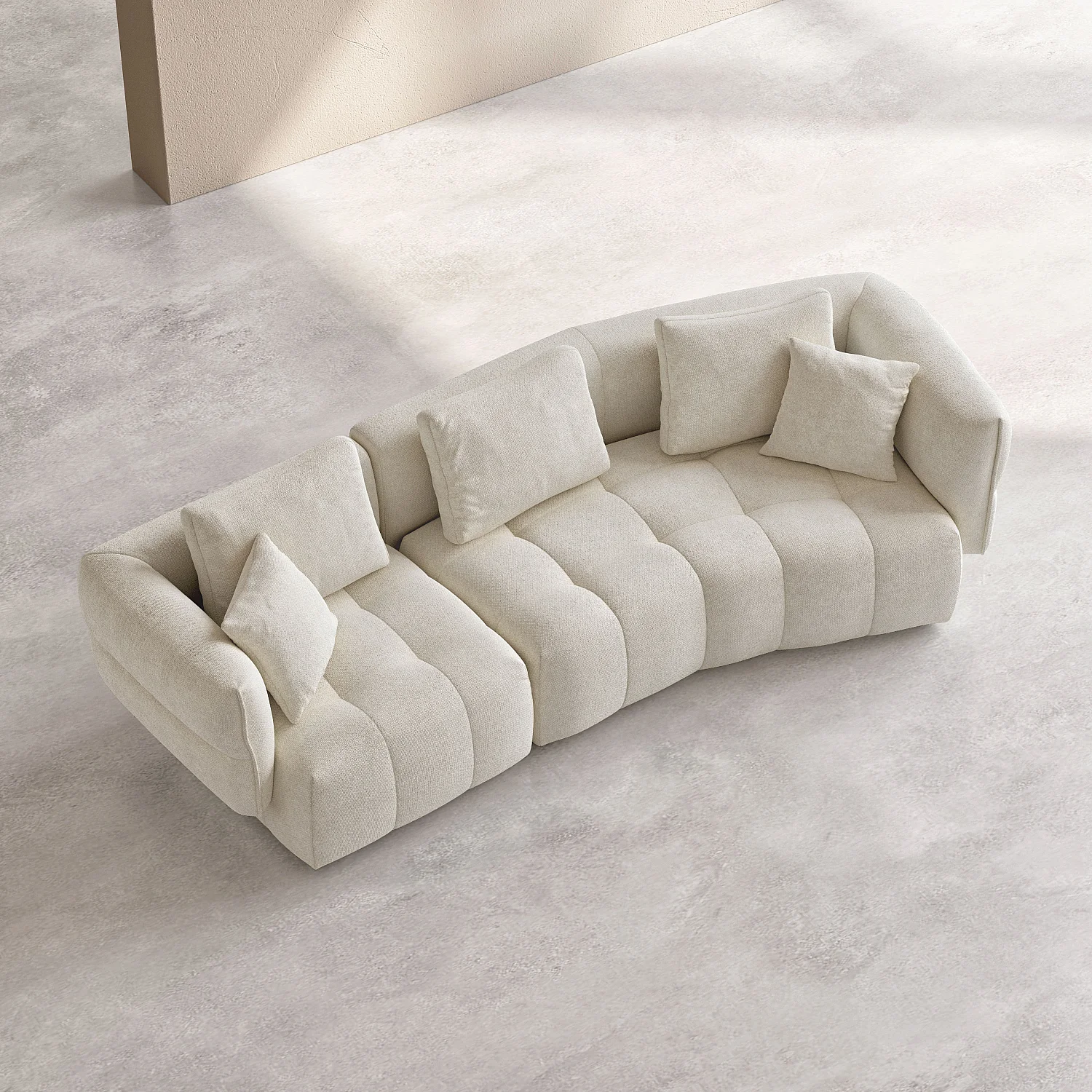 5-zitsbank van stof met veren vulling - Ivoor wit - 3