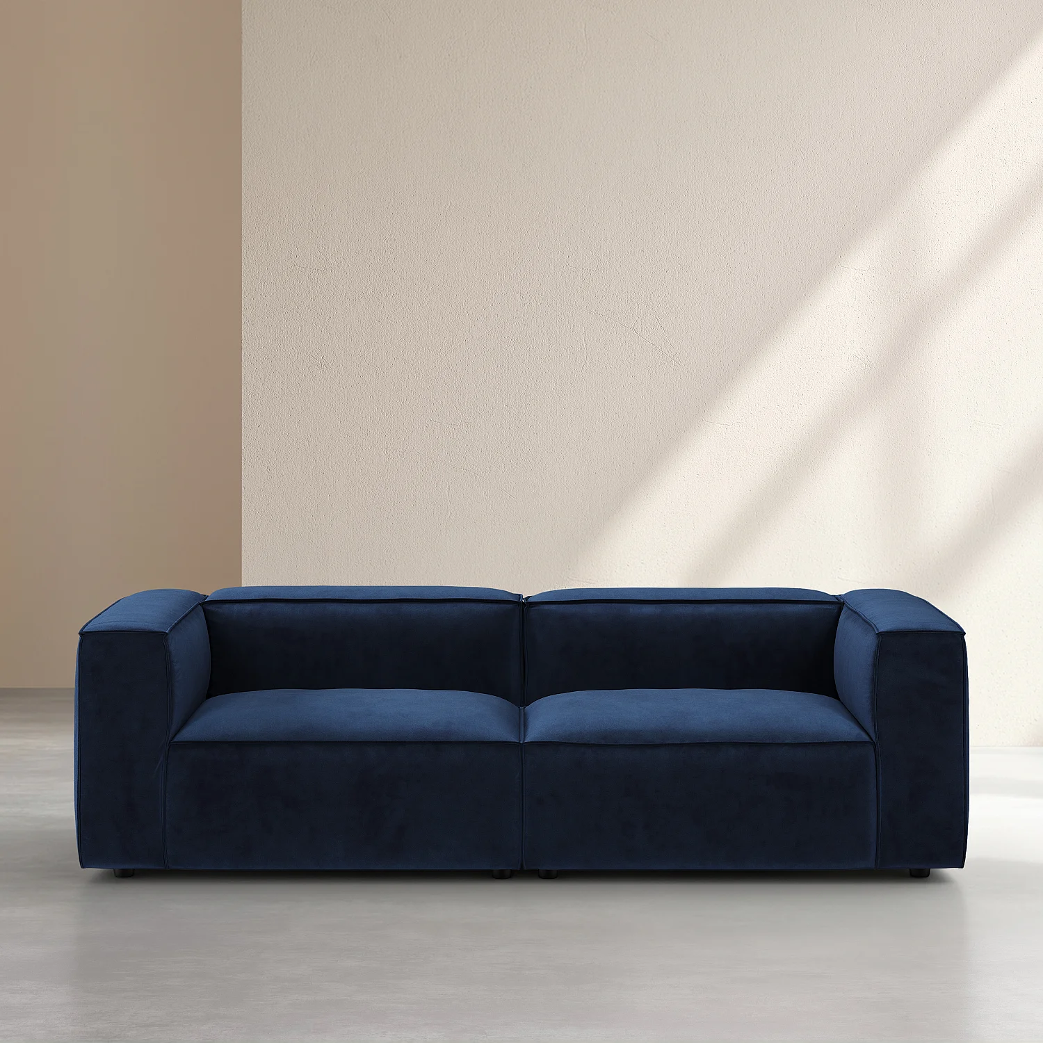 Divano 3 posti in velluto - Blu marino - 2