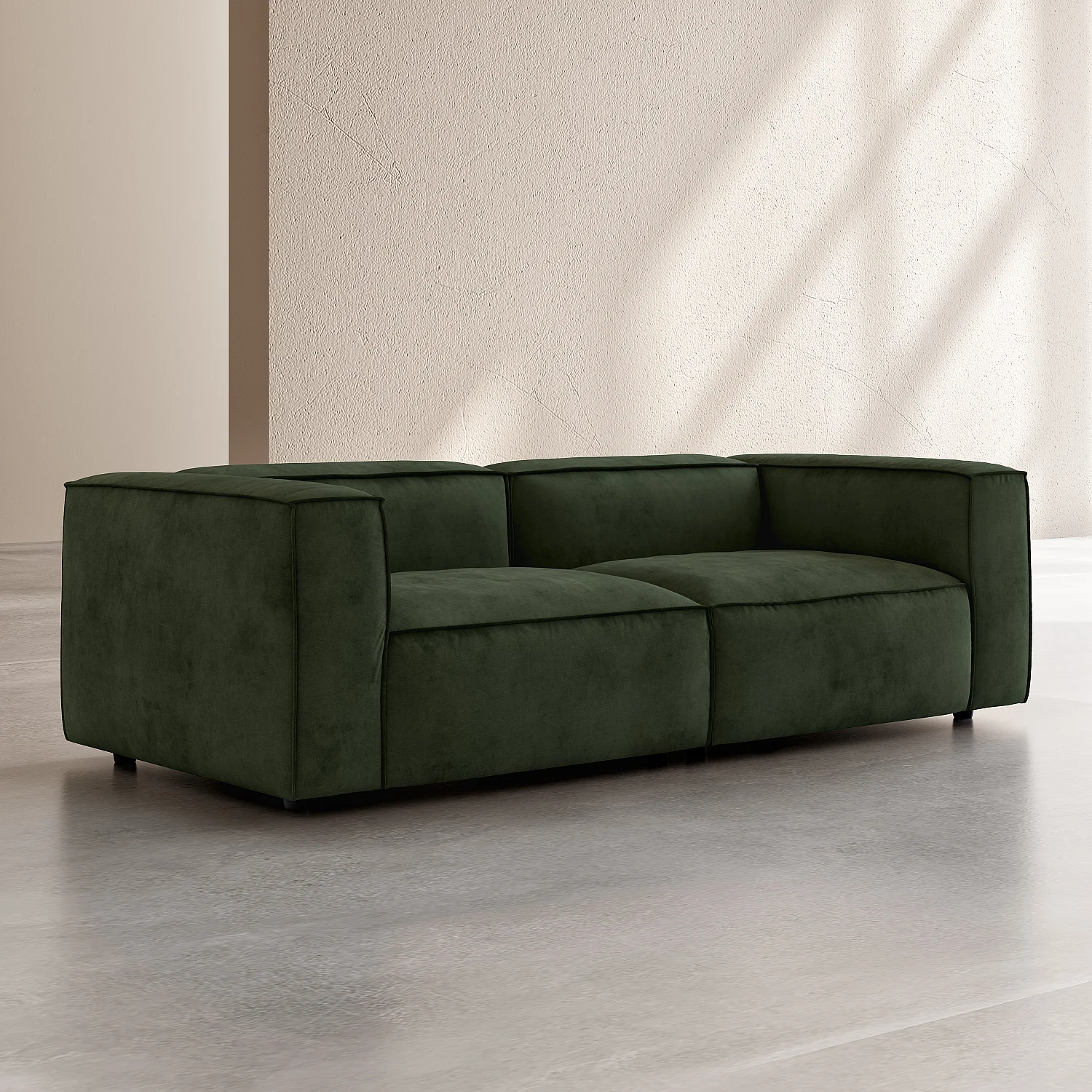 Canapé 3 places en velours - Vert kaki - 5