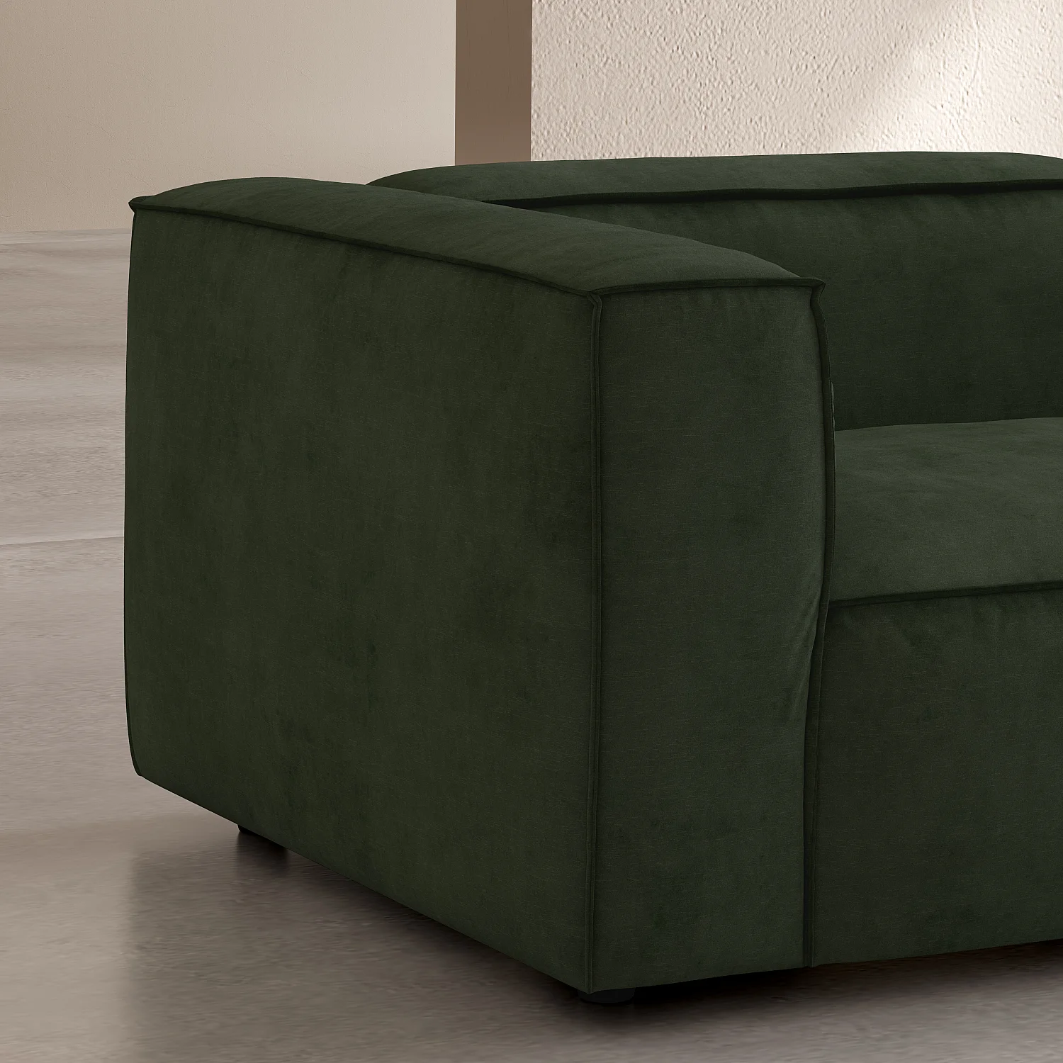 Canapé 3 places en velours - Vert kaki - 3