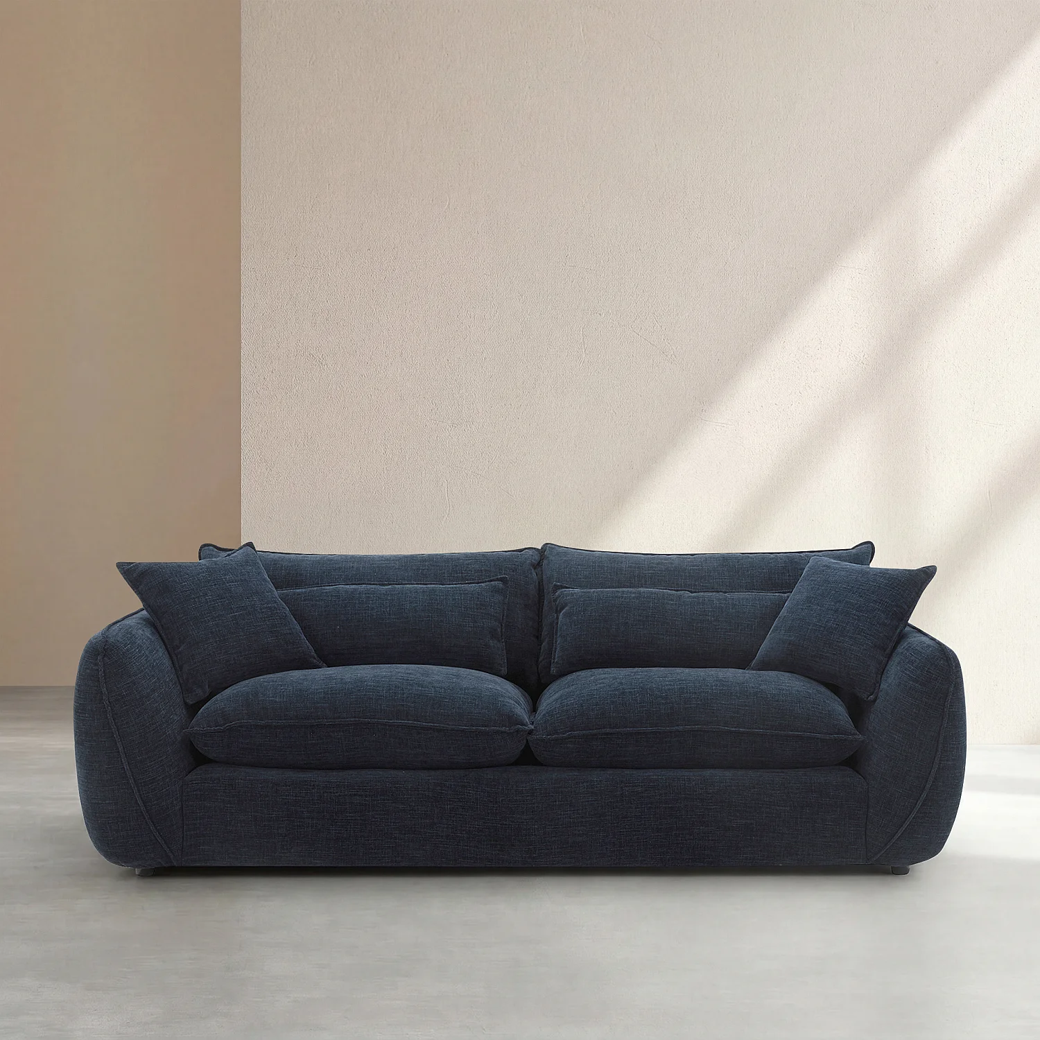 Canapé 4 places déhoussable en tissu garni de plumes - Bleu nuit - 3