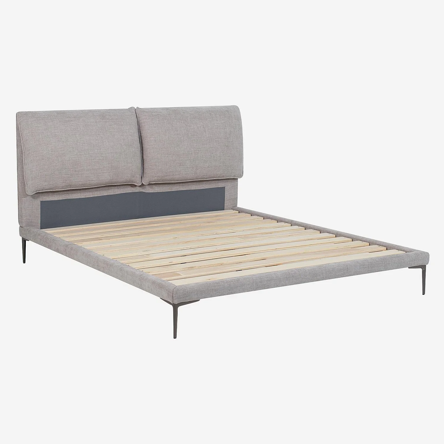 Lit 160 x 200 cm en tissu - Gris perle - 6