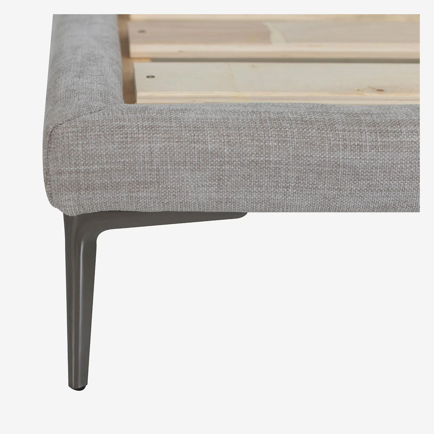 Lit 160 x 200 cm en tissu - Gris perle - 5