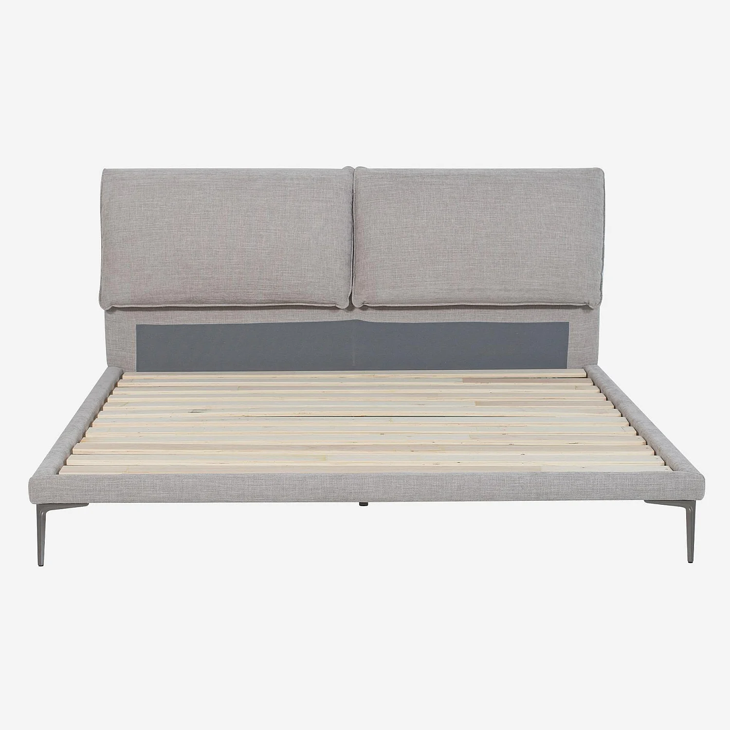 Lit 160 x 200 cm en tissu - Gris perle - 7