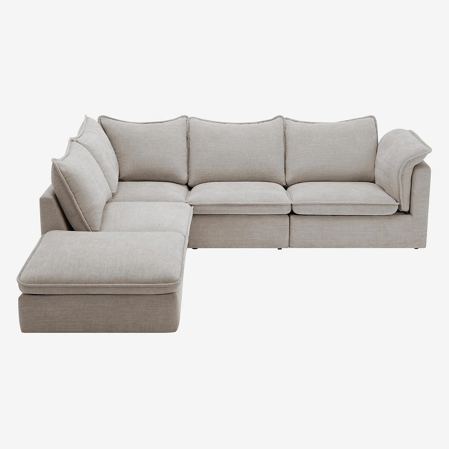 Canapé d'angle gauche en tissu garni de plumes - Gris clair - 2