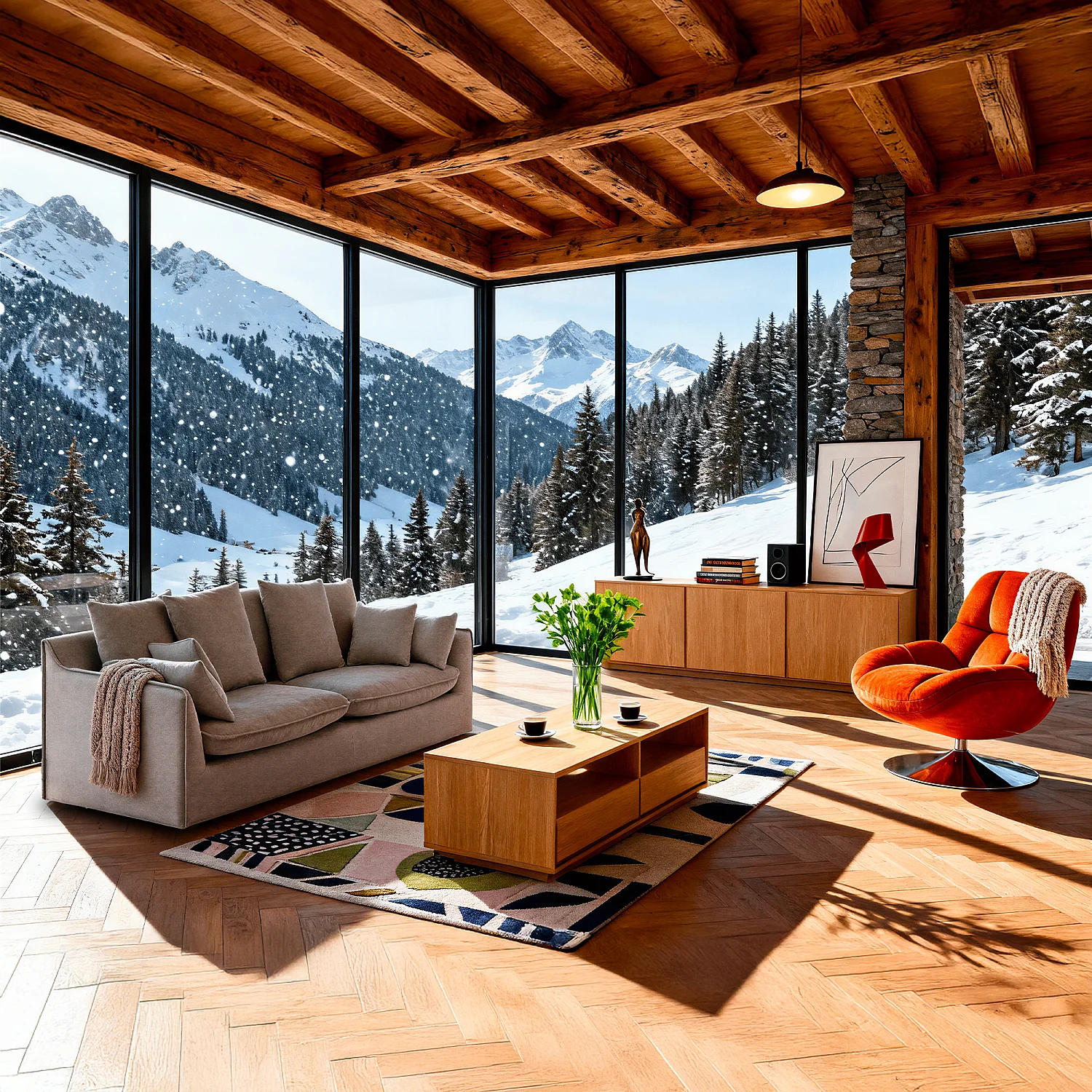 Divano 3 posti in tessuto imbottito di piume - Grigio polare - 6