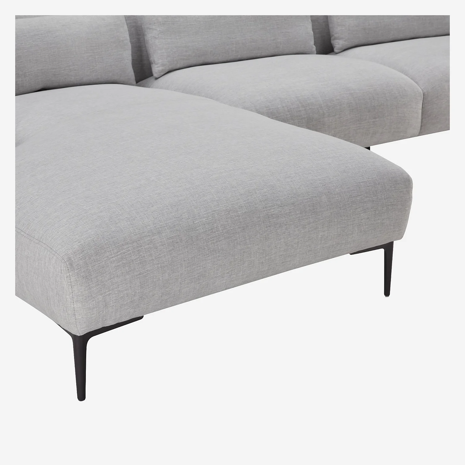 Canapé d'angle gauche avec coton et lin garni de plumes - Gris perle - 8