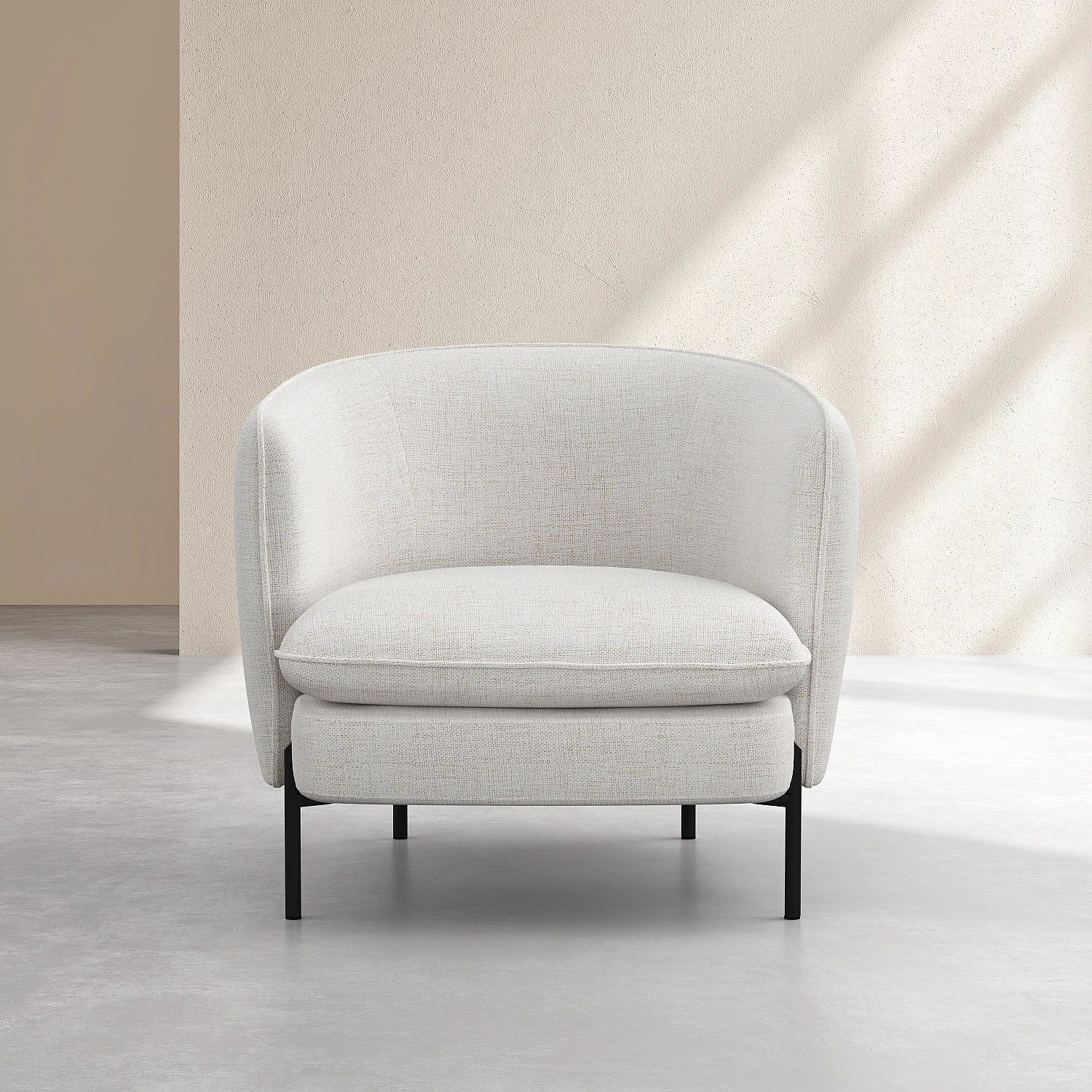 Sessel - Stoff und Metall - Elfenbein und Schwarz - 2