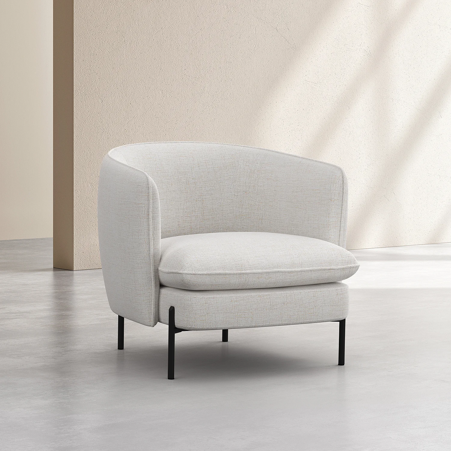 Sessel - Stoff und Metall - Elfenbein und Schwarz - 3