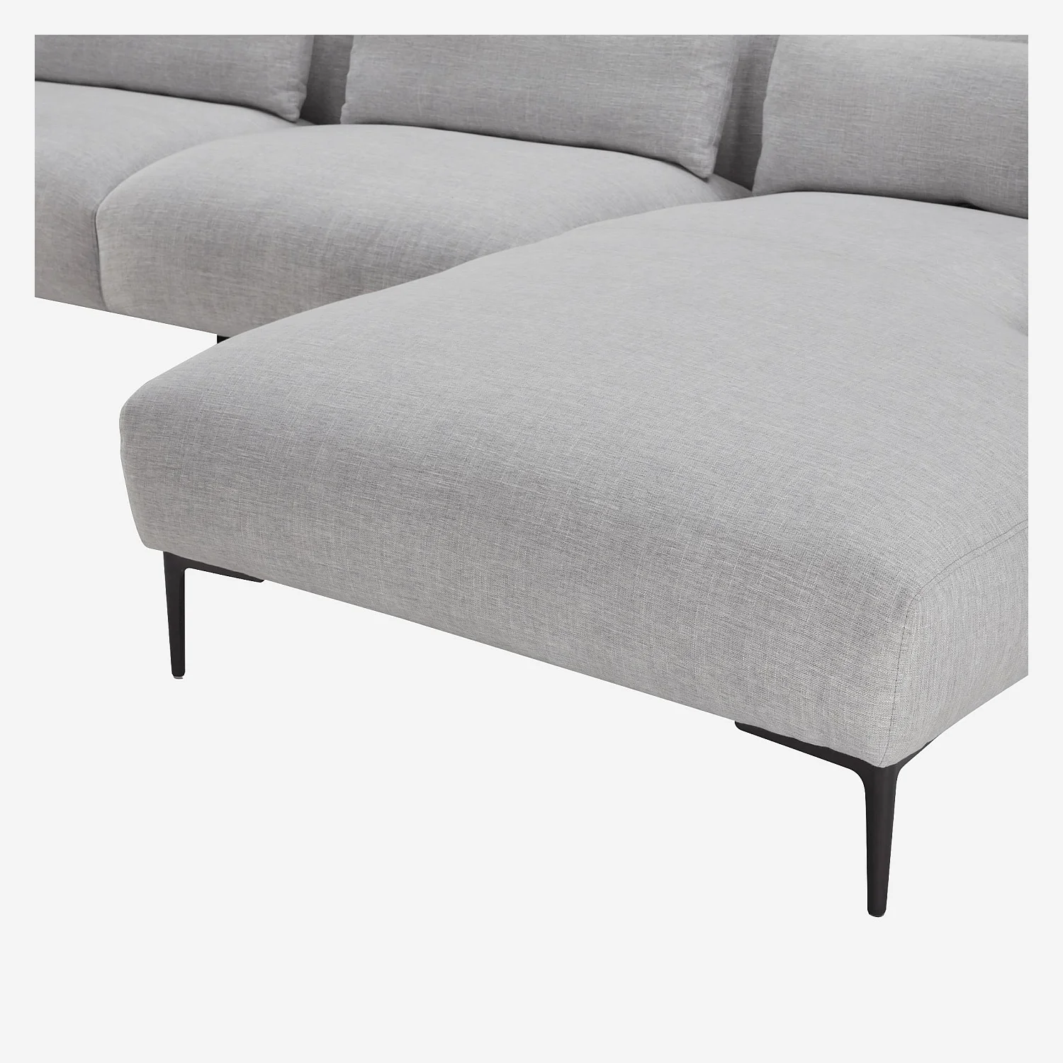 Canapé d'angle droit avec coton et lin garni de plumes - Gris perle - 9