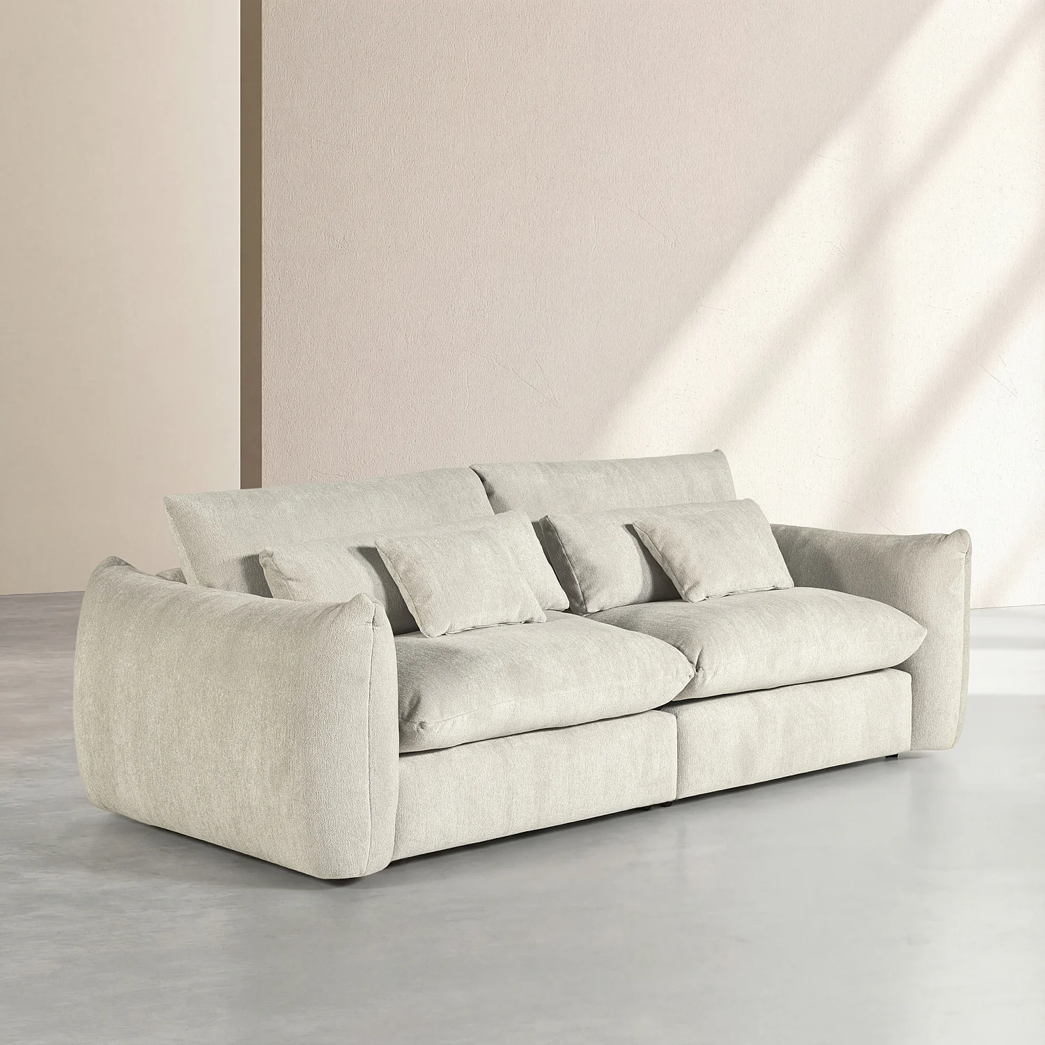 4-zitsbank van chenille stof - Ecru - 2