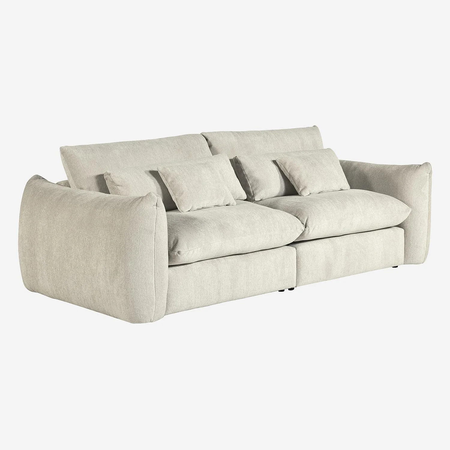 Canapé 4 places en tissu chenille - Écru - 4