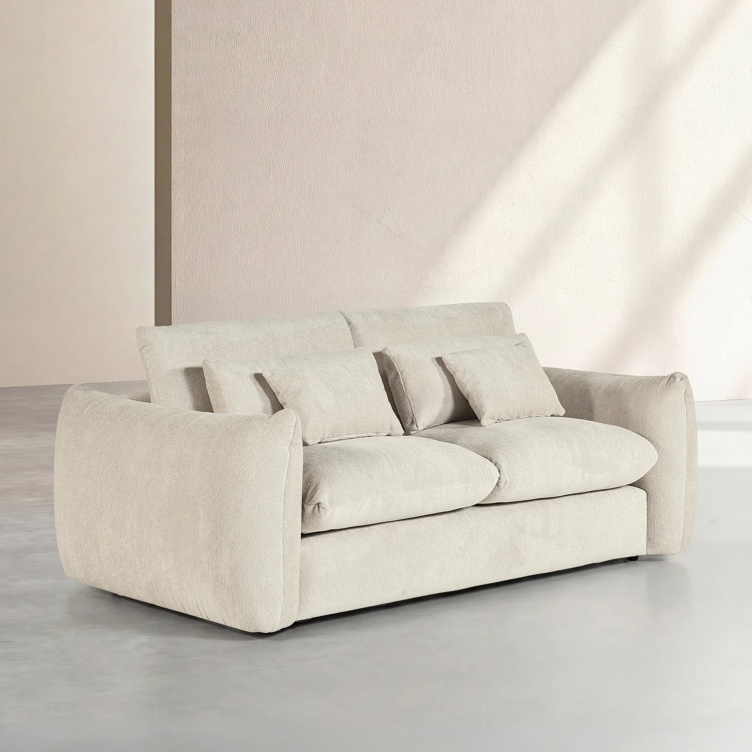 Canapé 3 places en tissu chenille - Écru - 2