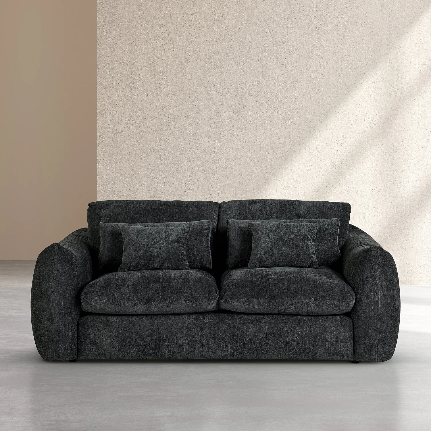 Canapé 3 places en tissu chenille - Gris anthracite - 1