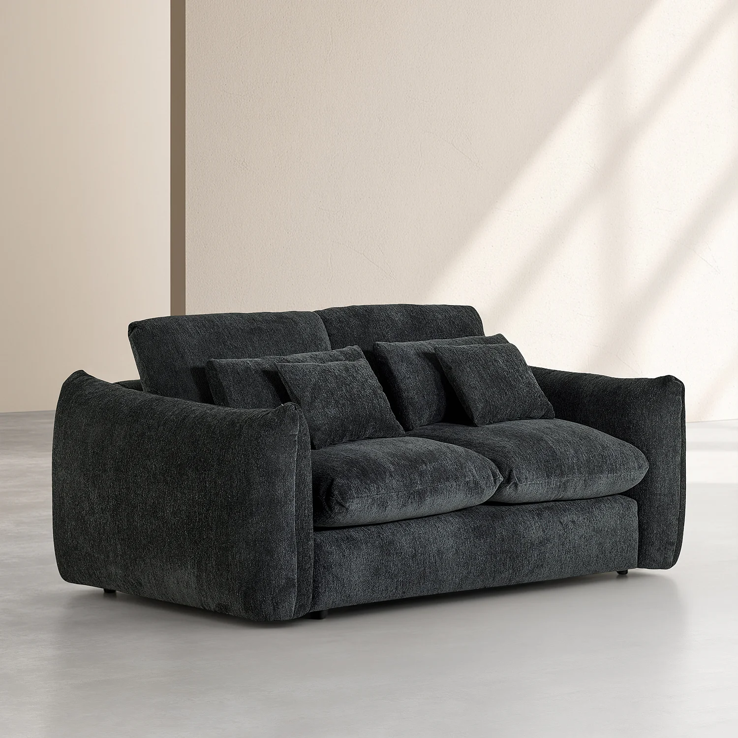 Canapé 3 places en tissu chenille - Gris anthracite - 2