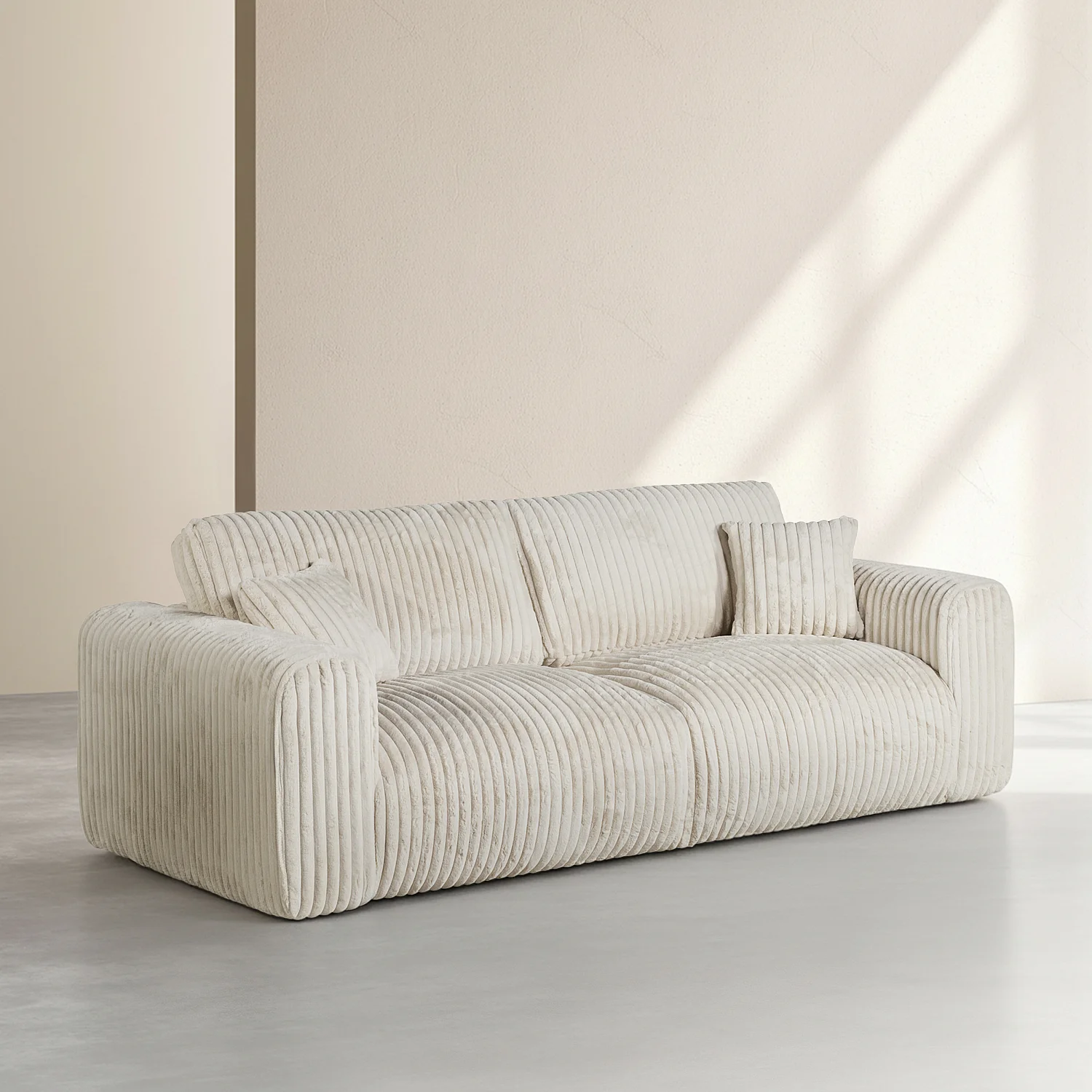 4-zits bank van geribbeld stof - Meringue Beige - 6