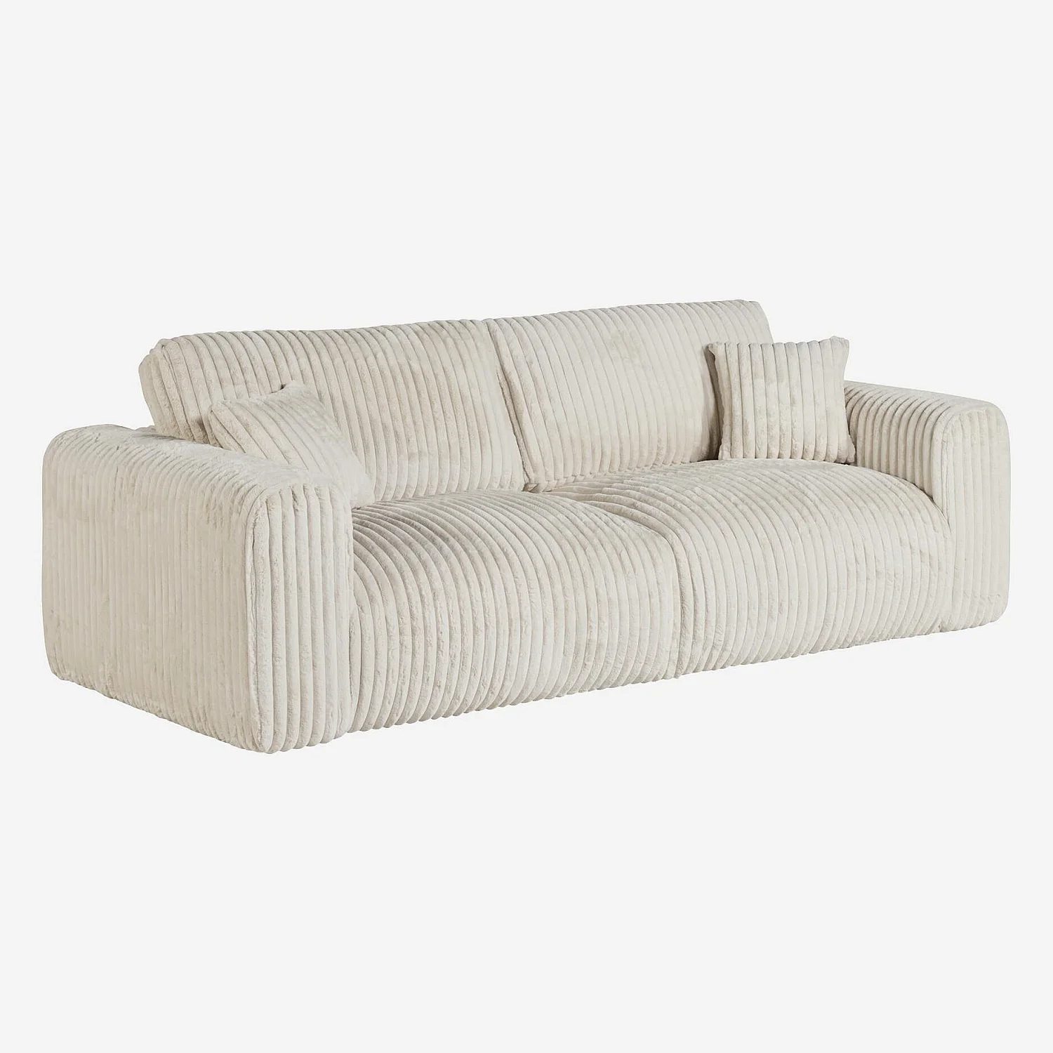 Canapé 4 places en tissu côtelé - Beige meringue - 4