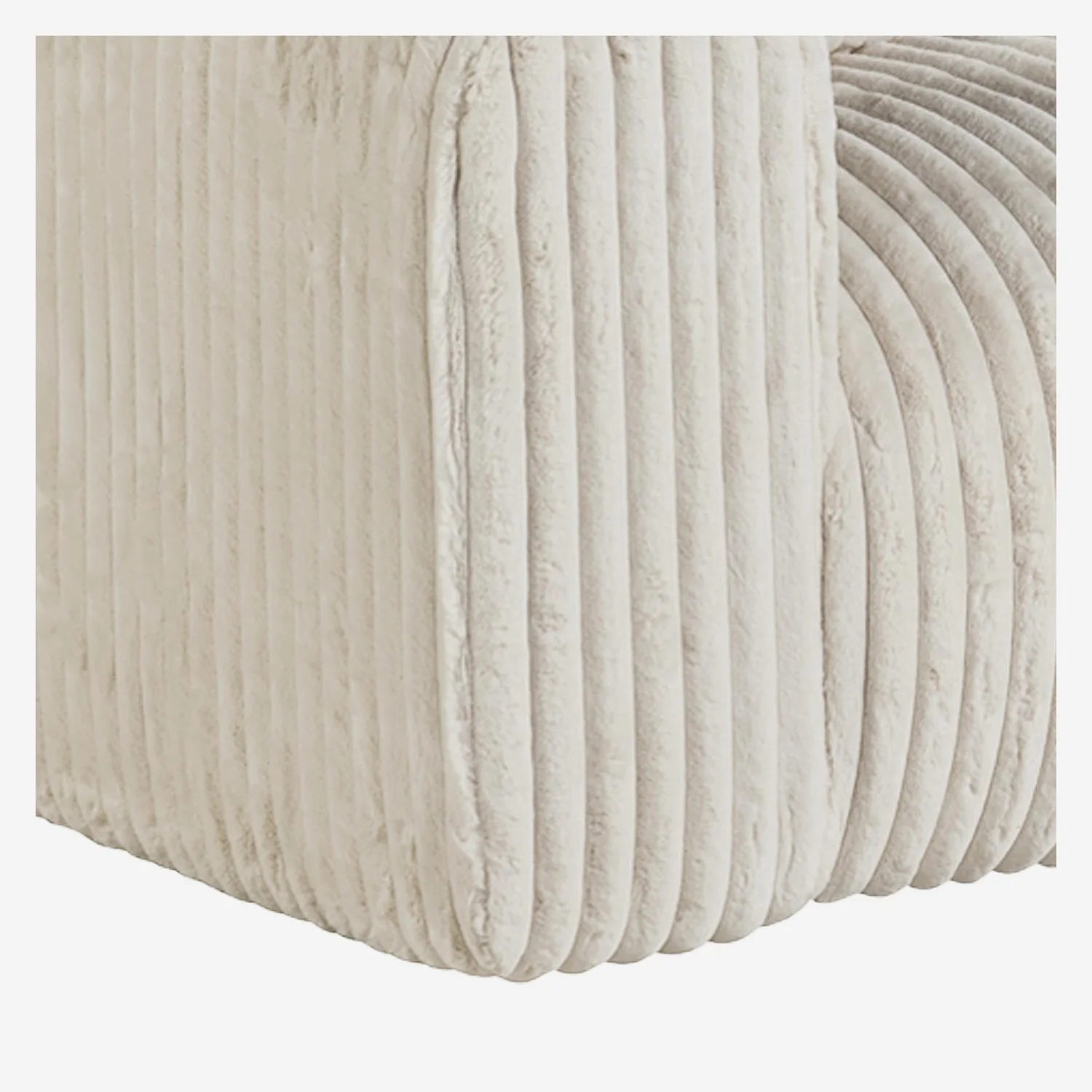 Canapé 4 places en tissu côtelé - Beige meringue - 5