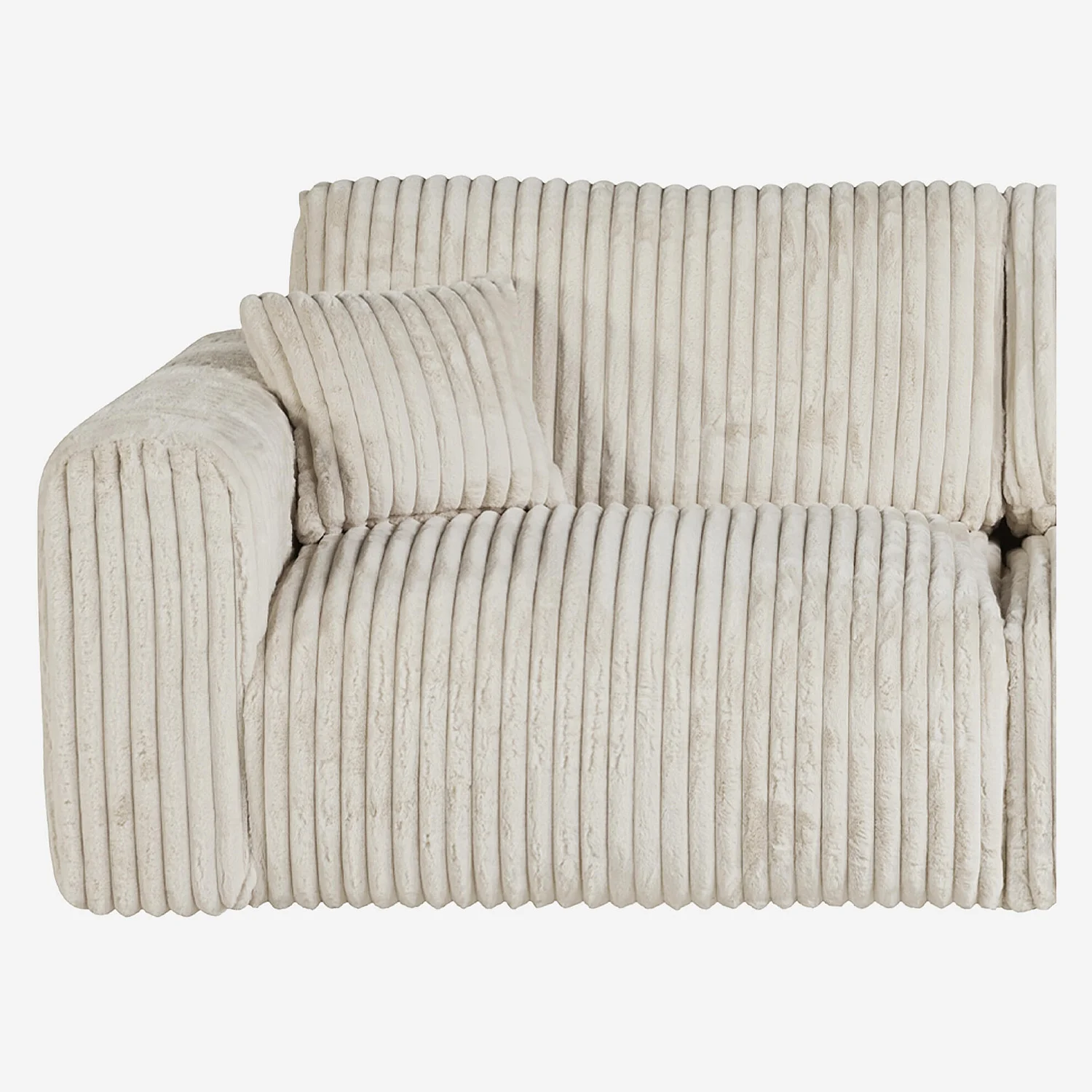 Canapé 4 places en tissu côtelé - Beige meringue - 3