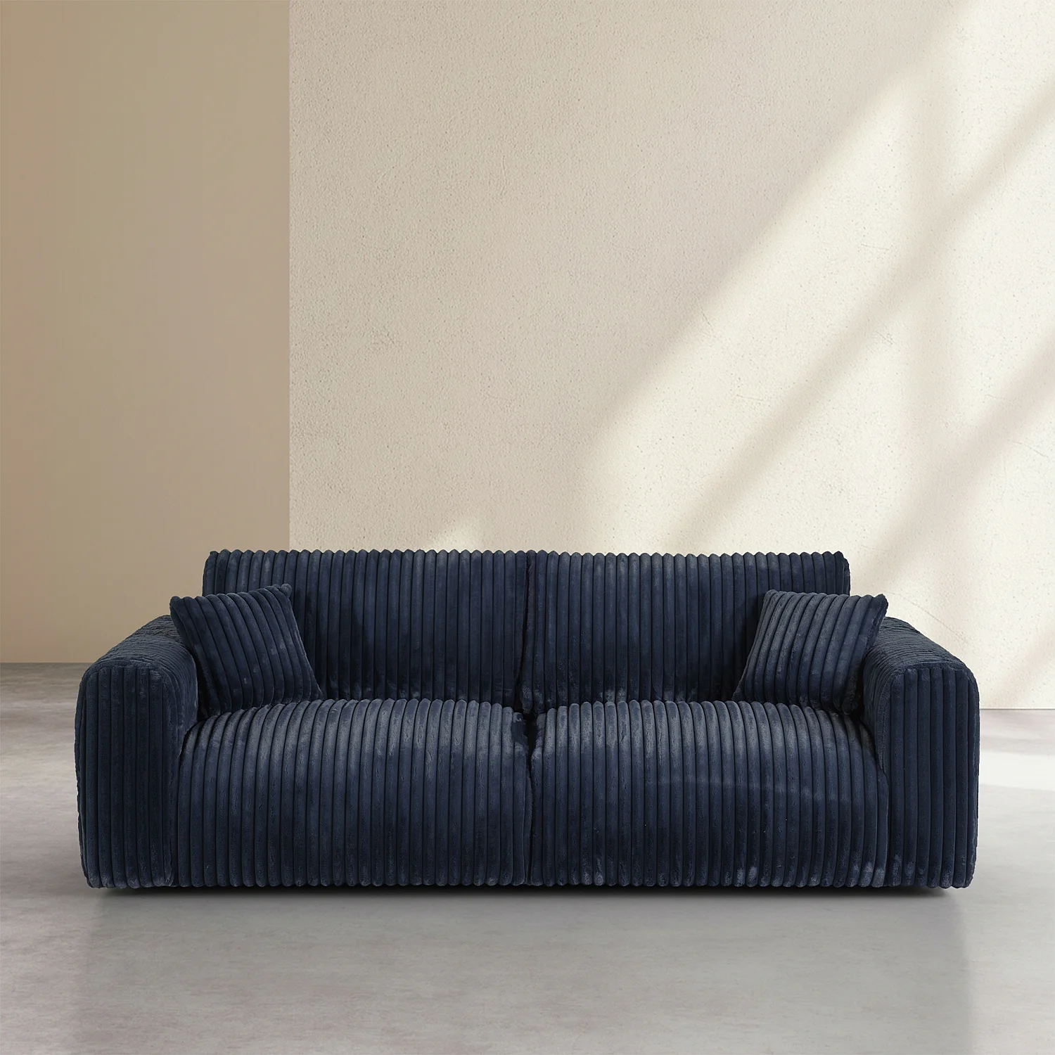 Canapé 4 places en tissu côtelé - Bleu nuit - 3