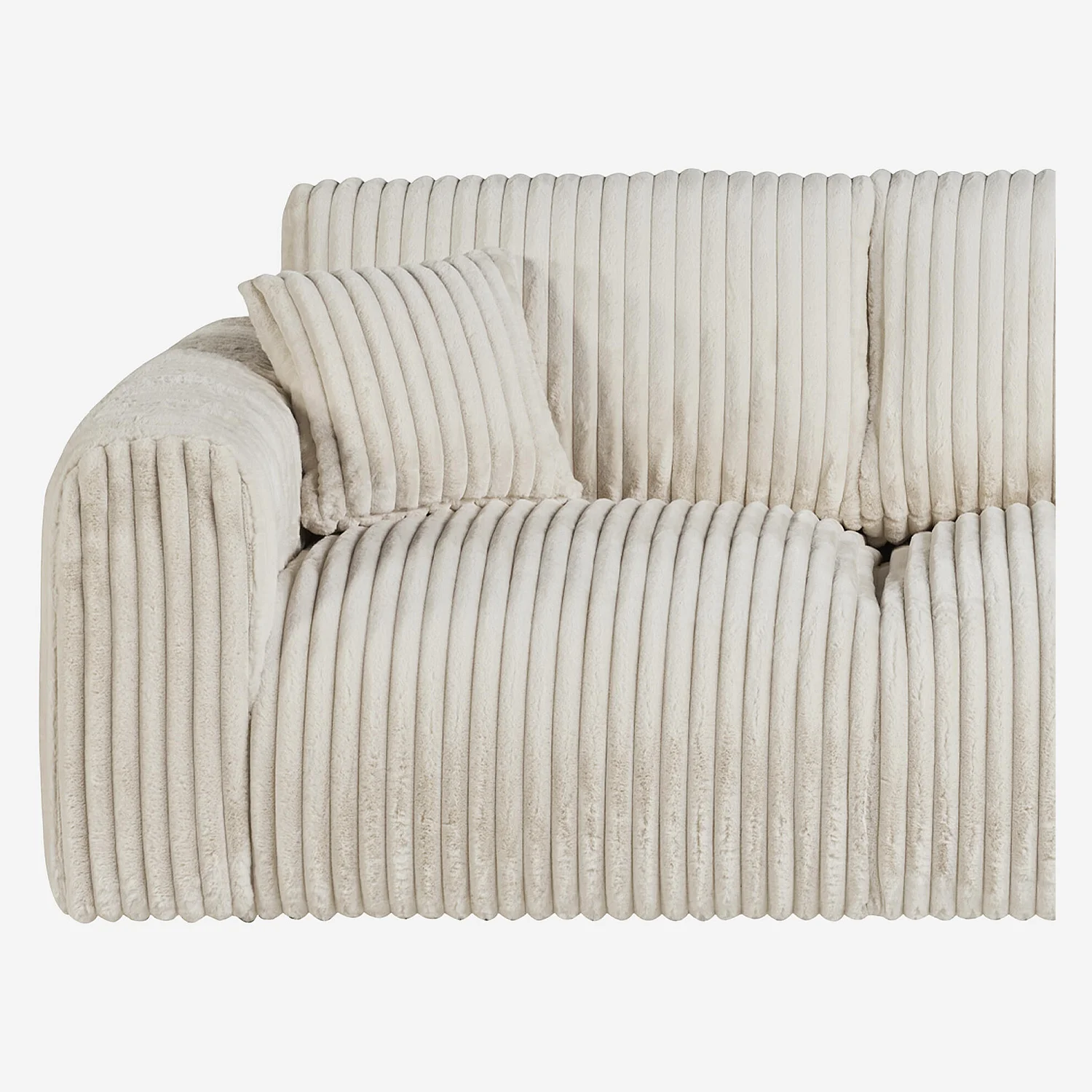 Sofá 3 plazas de tejido canalé - Beige crema - 3