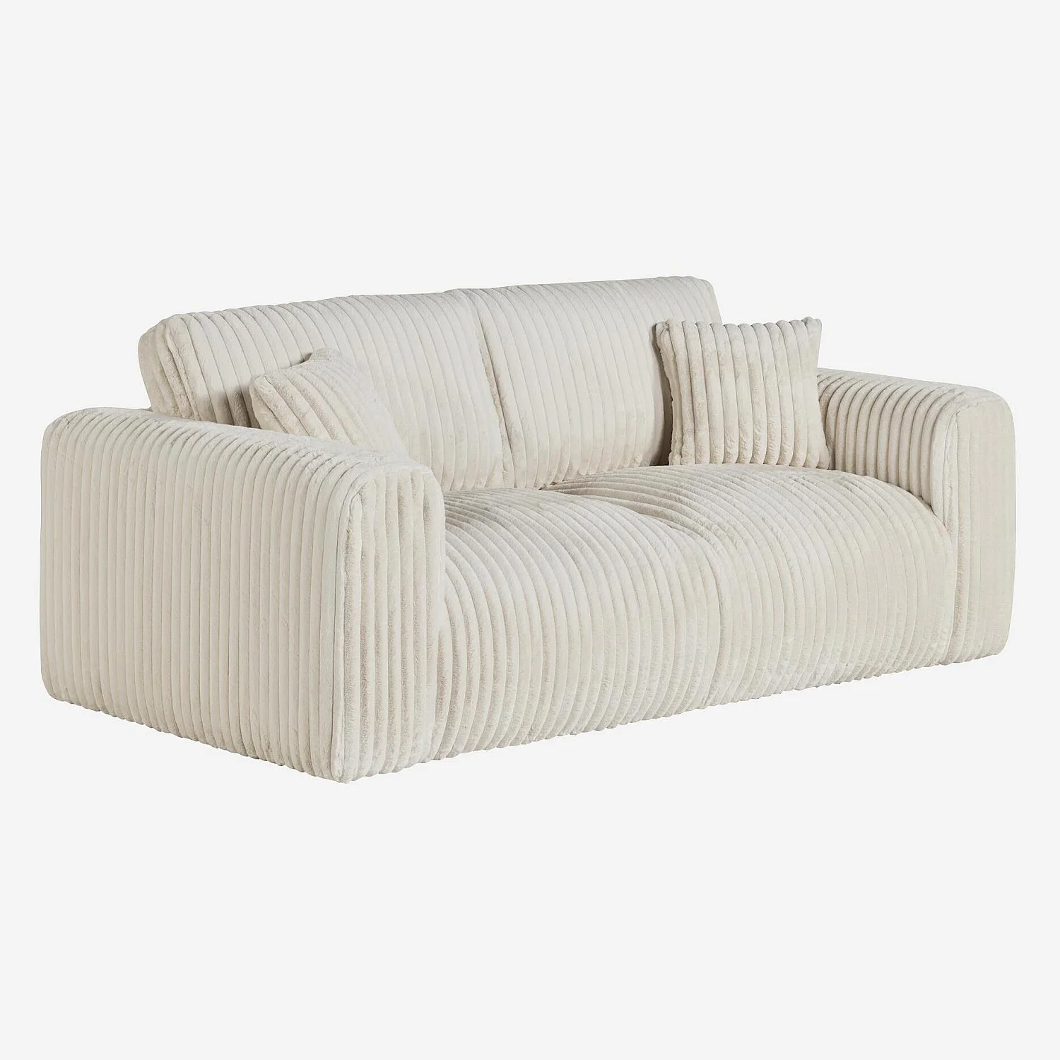 Sofá 3 plazas de tejido canalé - Beige crema - 4