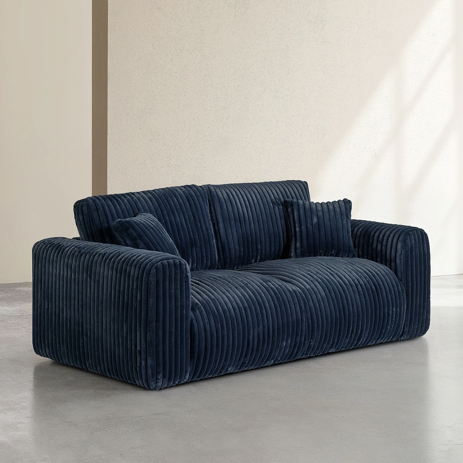 Divano 3 posti in velluto a coste - Blu notte - 4
