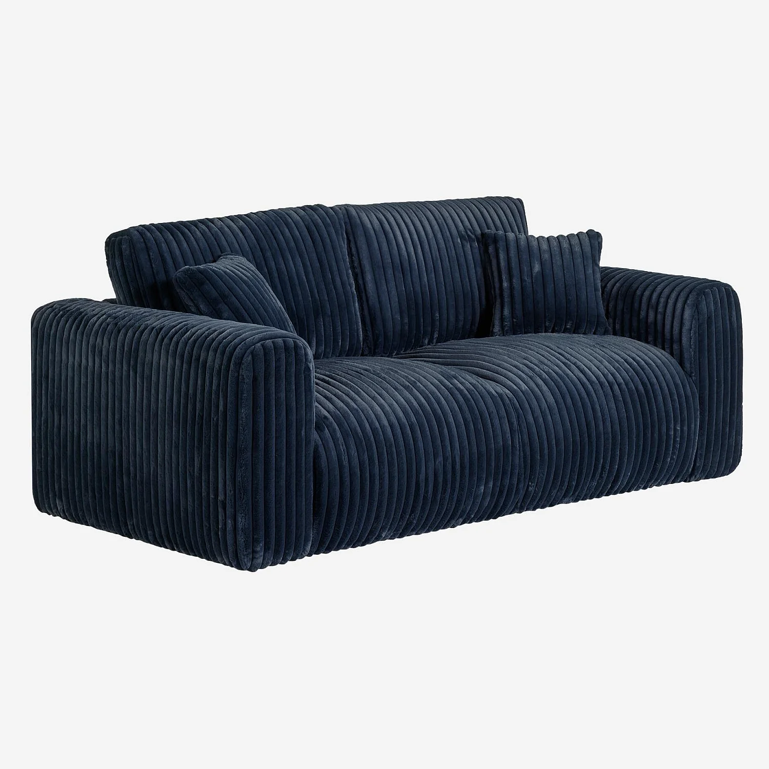 Canapé 3 places en tissu côtelé - Bleu nuit - 4